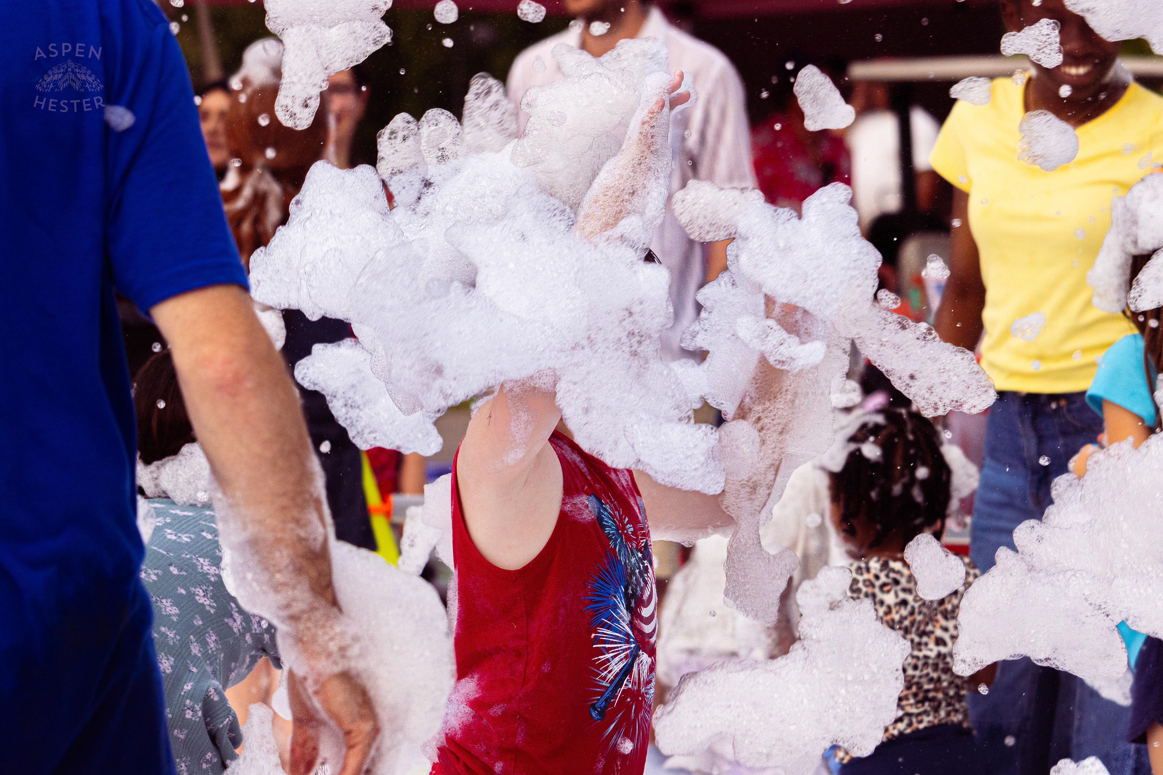 Kid Playing in the Bubble Party at Waterfront Park Fourth of July. July 4th, 2024/Aspen Hester