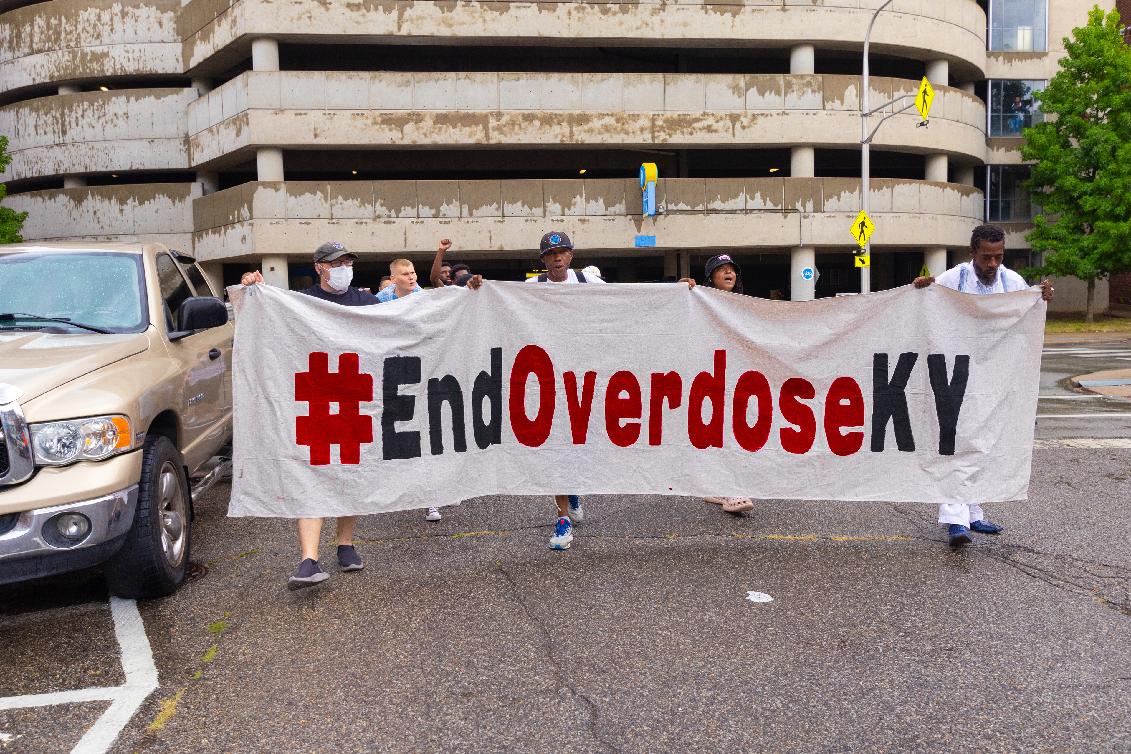 #EndOverdoseKY Banner Walked Proudly Around the City at The 3rd Annual Vocal KY International Overdose Awareness Day Rally and March. August 31st, 2024/Aspen Hester