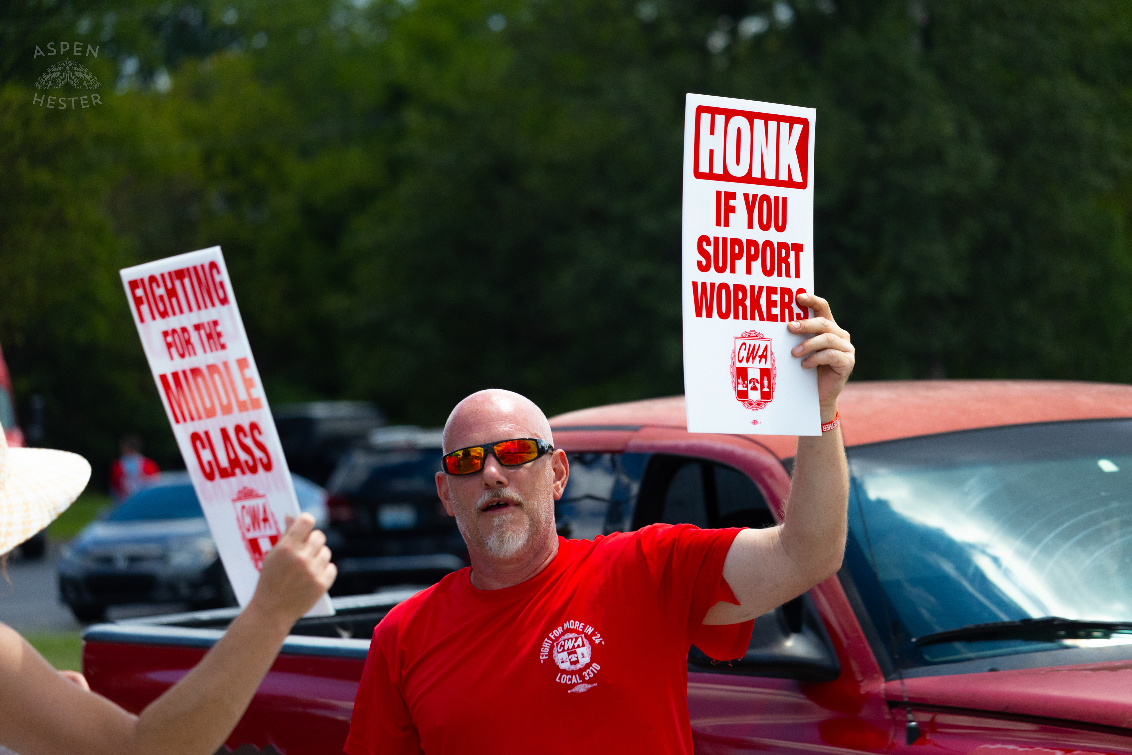 Member of The Communication Workers of America Union Strikes Against AT&T for Fair Pay and Benefits. August 18th, 2024/Aspen Hester