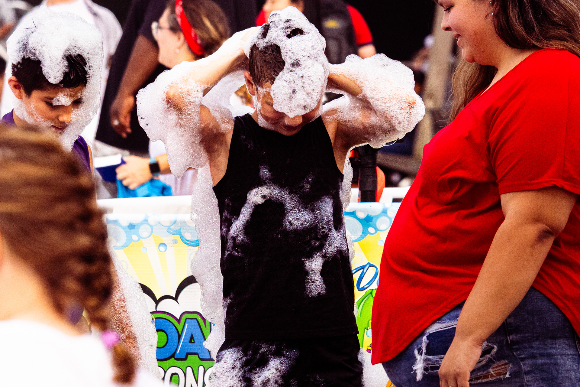 Kid Playing in the Bubble Party at Waterfront Park Fourth of July. July 4th, 2024/Aspen Hester
