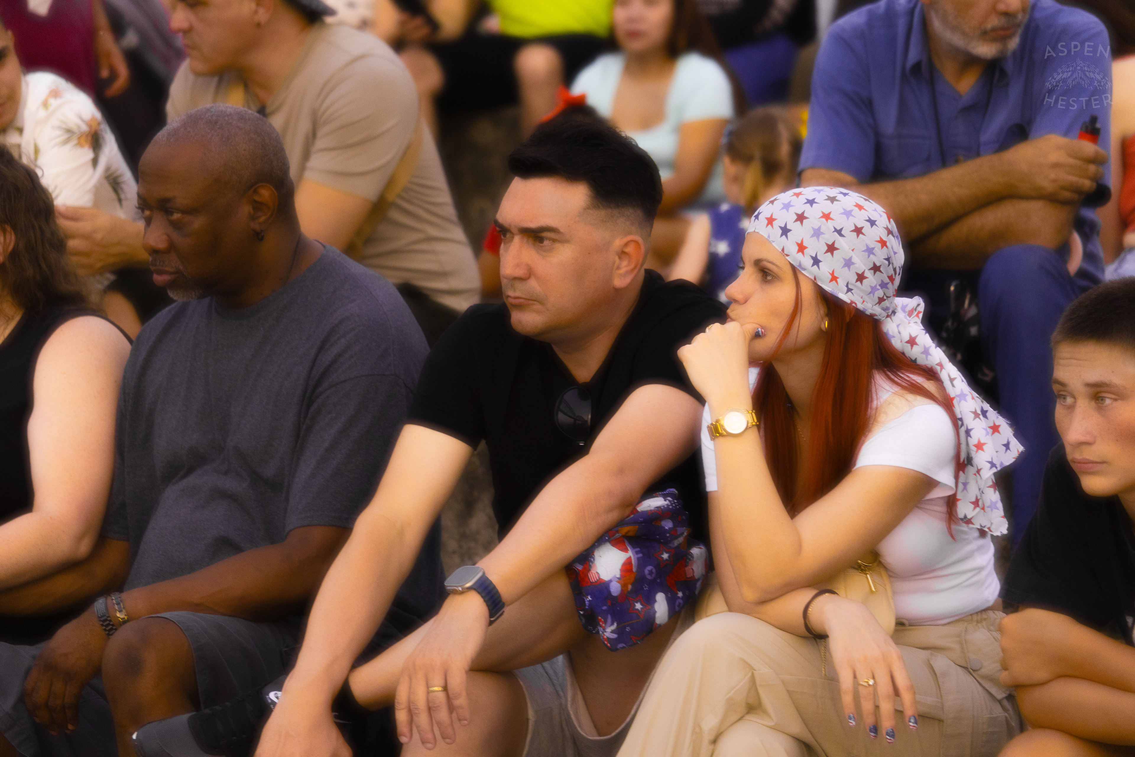 Festive Attendee at Waterfront Park 4th of July. July 4th, 2024/Aspen Hester