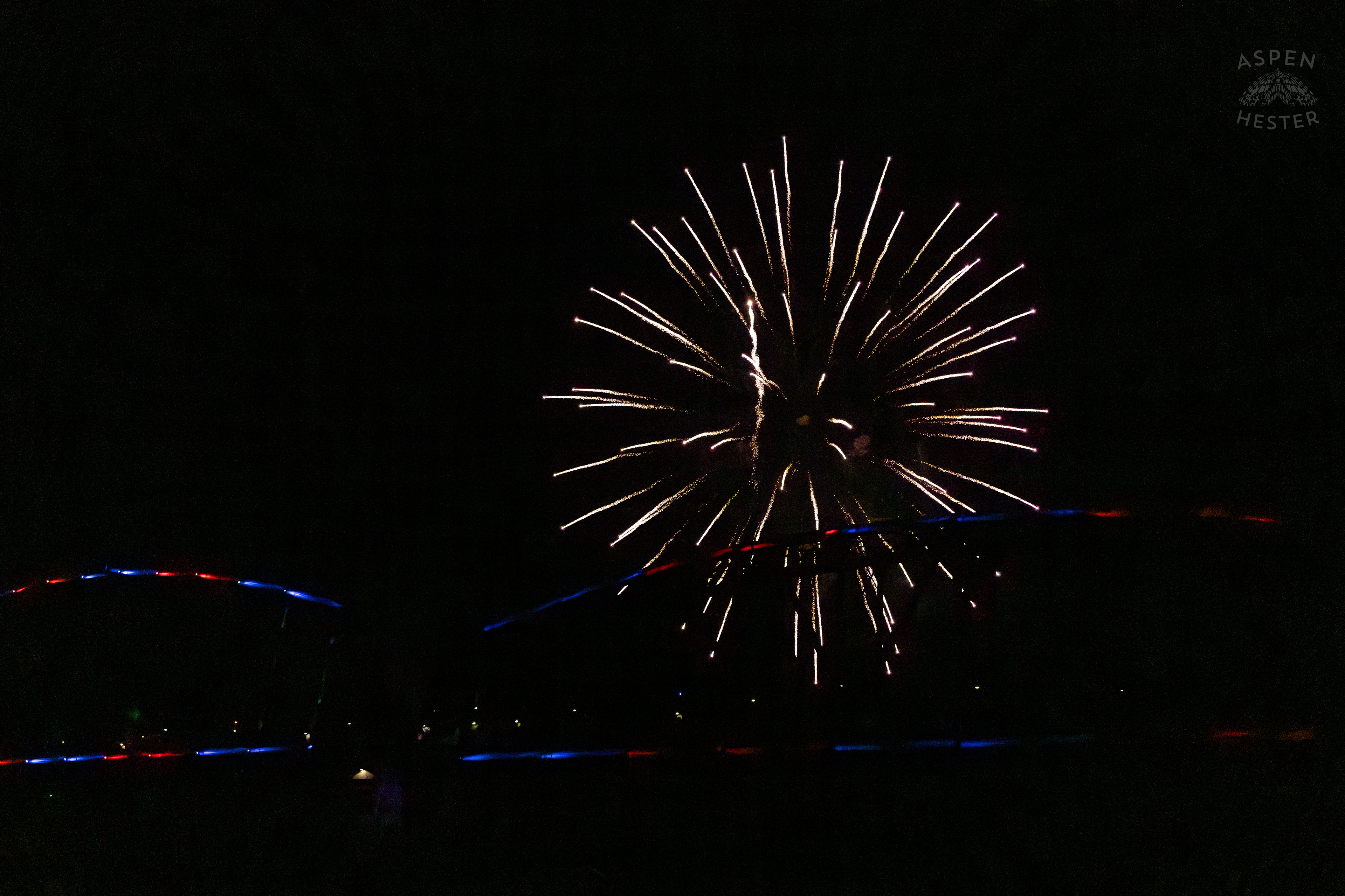 The Big Four Bridge During The Fireworks Show at Waterfront Park Fourth of July. July 4th, 2024/Aspen Hester