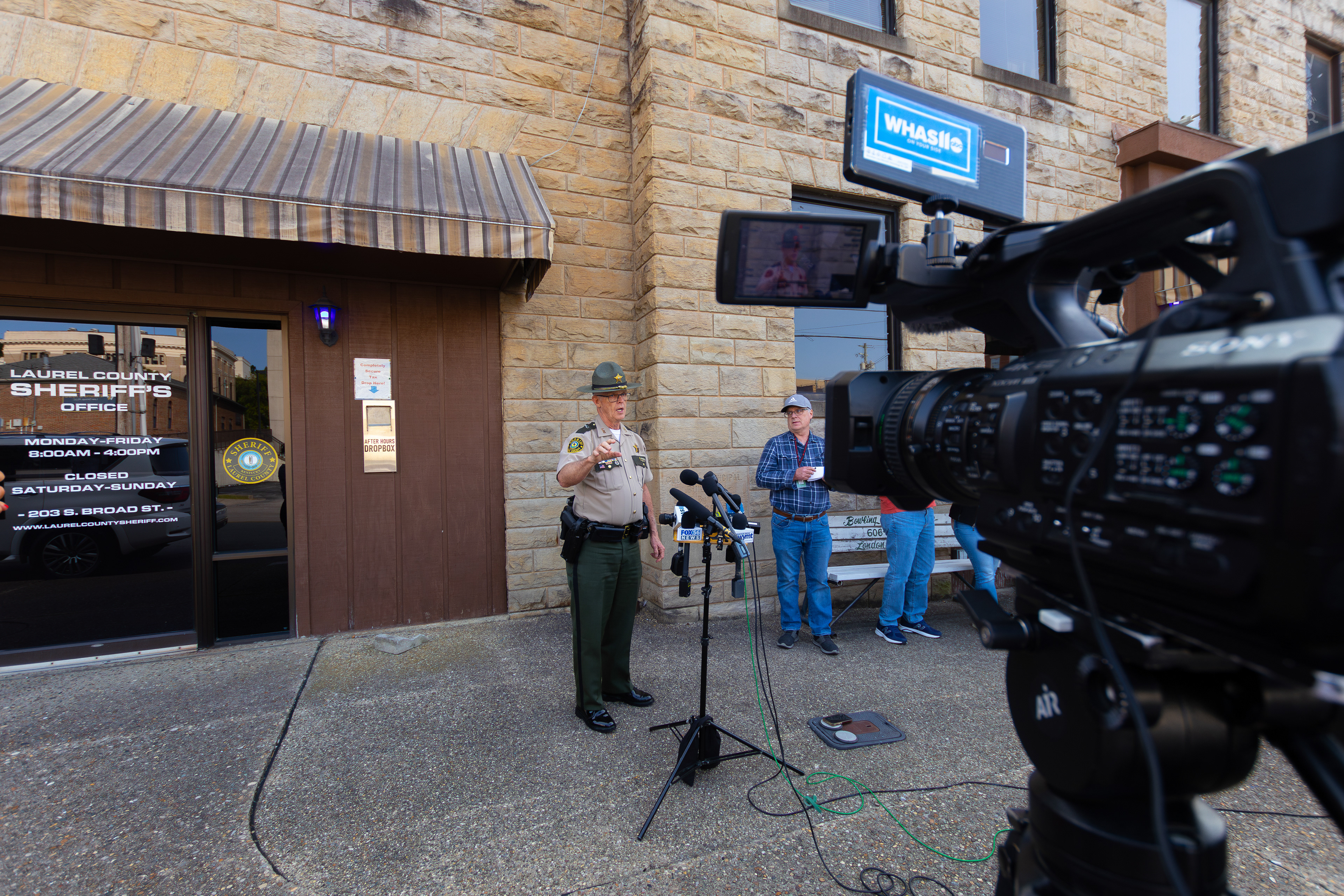 Laurel County Sheriff Spokesperson Dep. Gilbert Acciardo Speaks to The Media About The Ongoing Search for Joseph Couch The Man Suspected of Shooting at Least 12 Cars and Wounding 5 People Driving Past Exit 49 on I-75 in London KY. September 8th, 2024/Aspen Hester