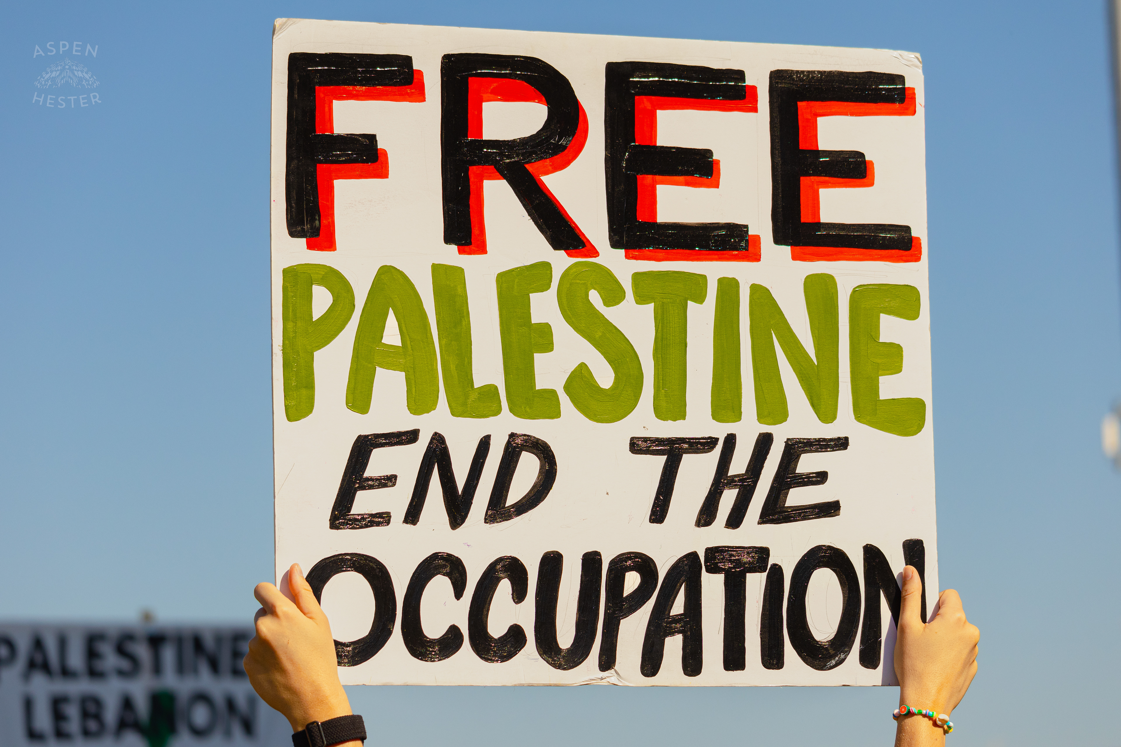 Protesters Demanding to “Free Palestine” and “End the Occupation” During Lousiville’s One Year of Gaza Genocide Rally. October 5th, 2024/Aspen Hester 