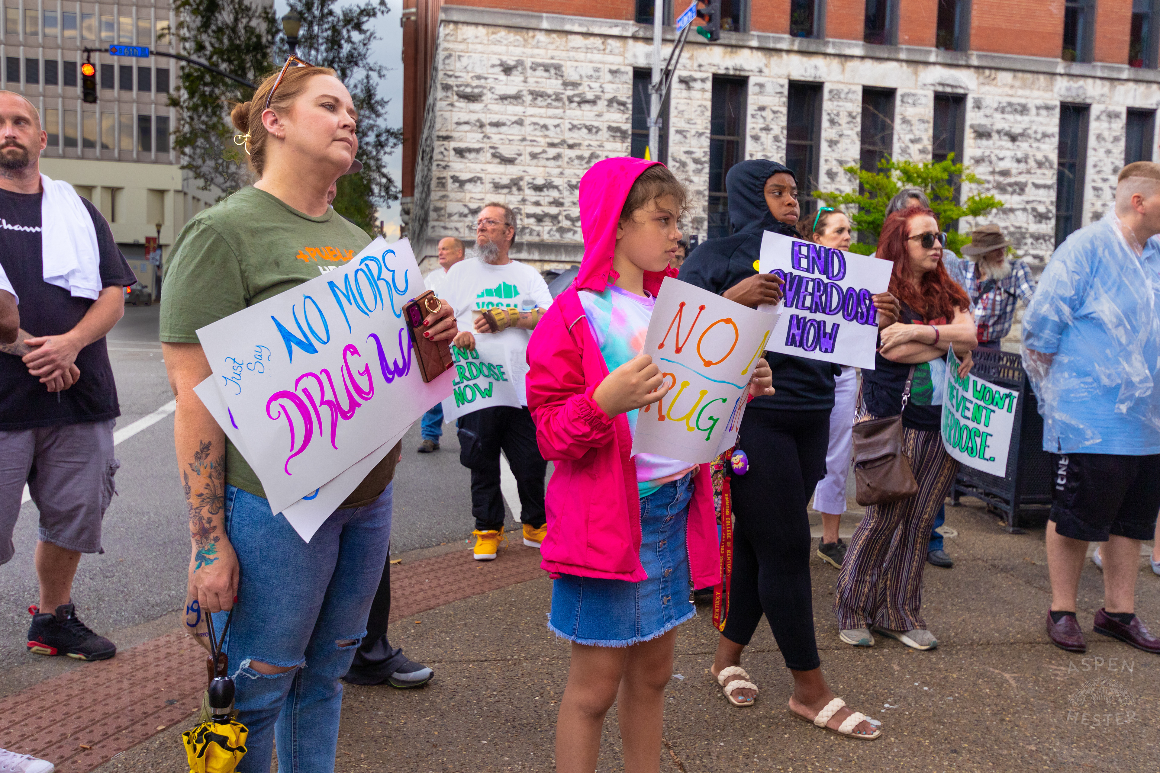 Crowd Gathers Outside LMDC to Listen to Speakers at The 3rd Annual Vocal KY International Overdose Awareness Day Rally and March. August 31st, 2024/Aspen Hester