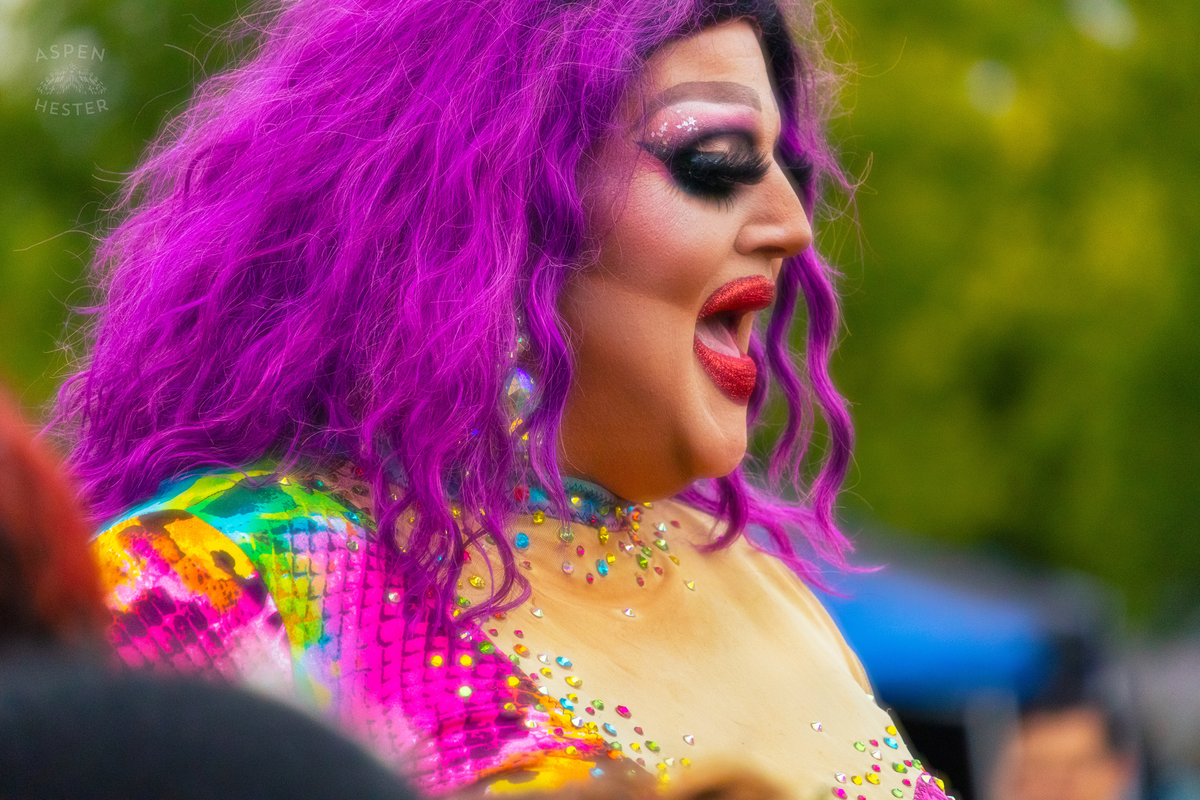 Drag Queen Performing 'Freak of Nature' by Anastacia During Pride Bar's Family Friendly Drag Show at Southern Indiana Pride. June 1st, 2024/Aspen Hester