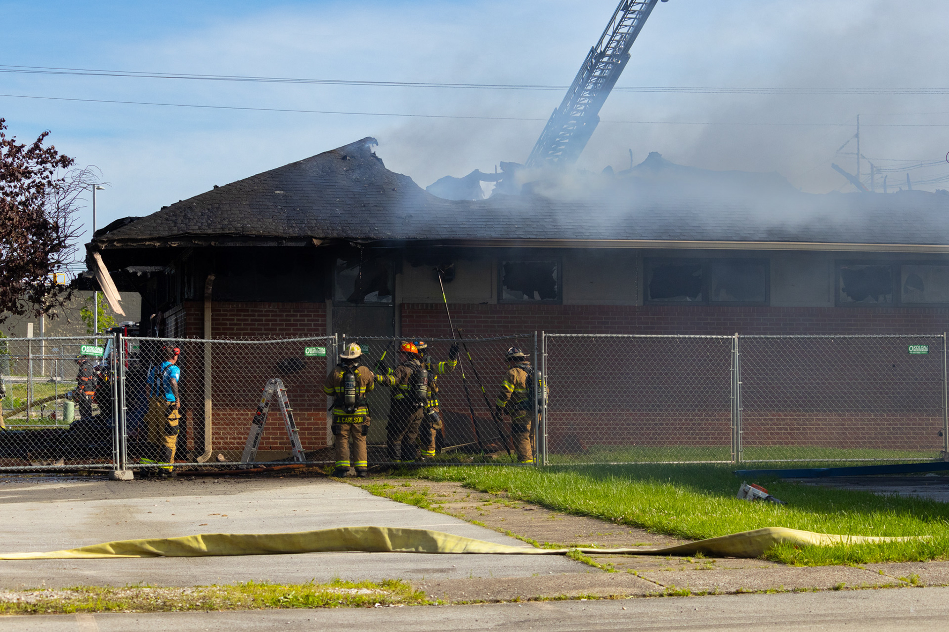 Firefighters Battling Flames at The Old Library on Preston Highway. May 31st, 2024/Aspen Hester