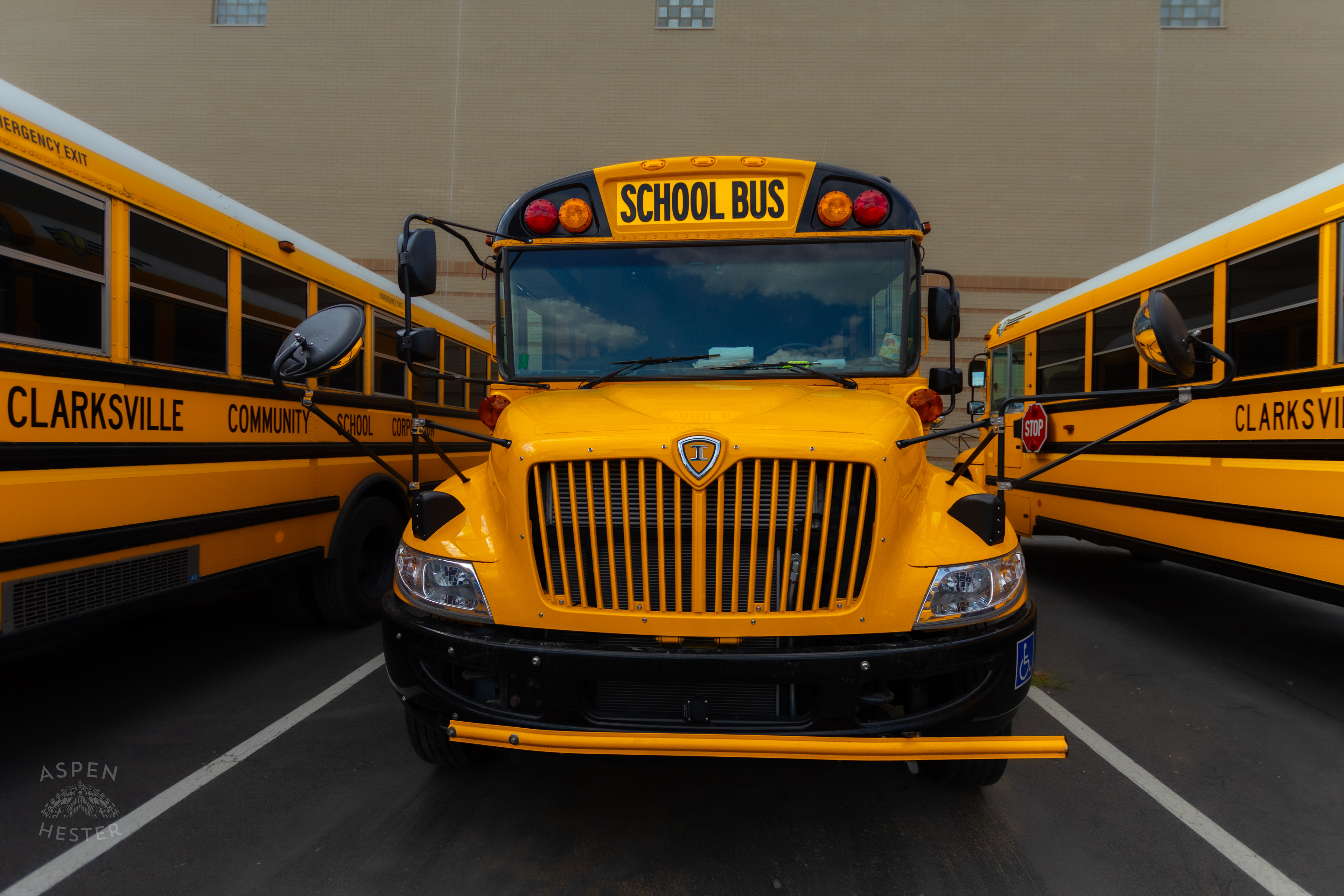 Clarksville Community School Cooperation Buses Sitting on The Lot . August 14th, 2024/Aspen Hester