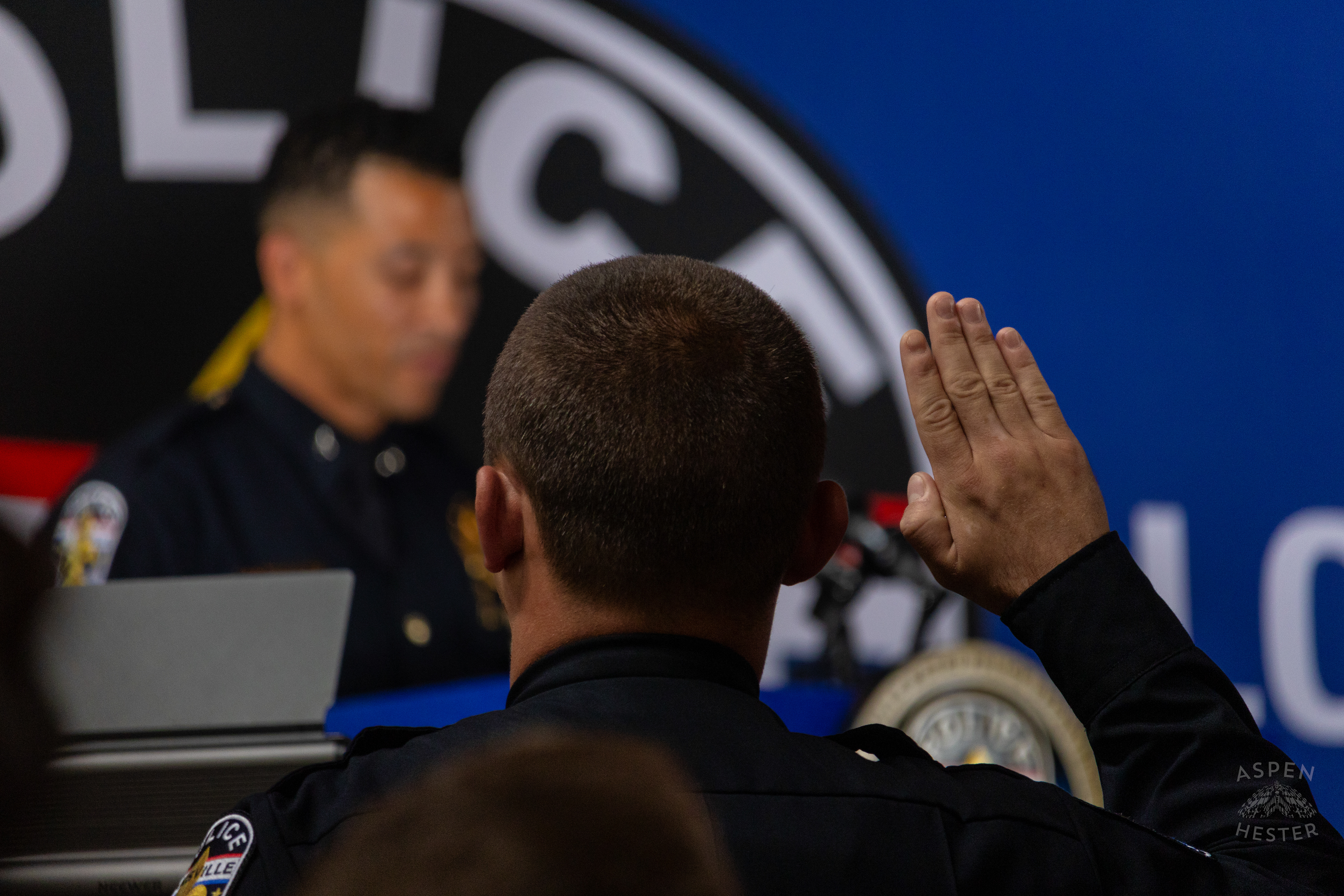 Paul Humphrey Swearing in Recruits at The Graduation of MAC 59 into LMPD. August 30th, 2024Aspen Hester