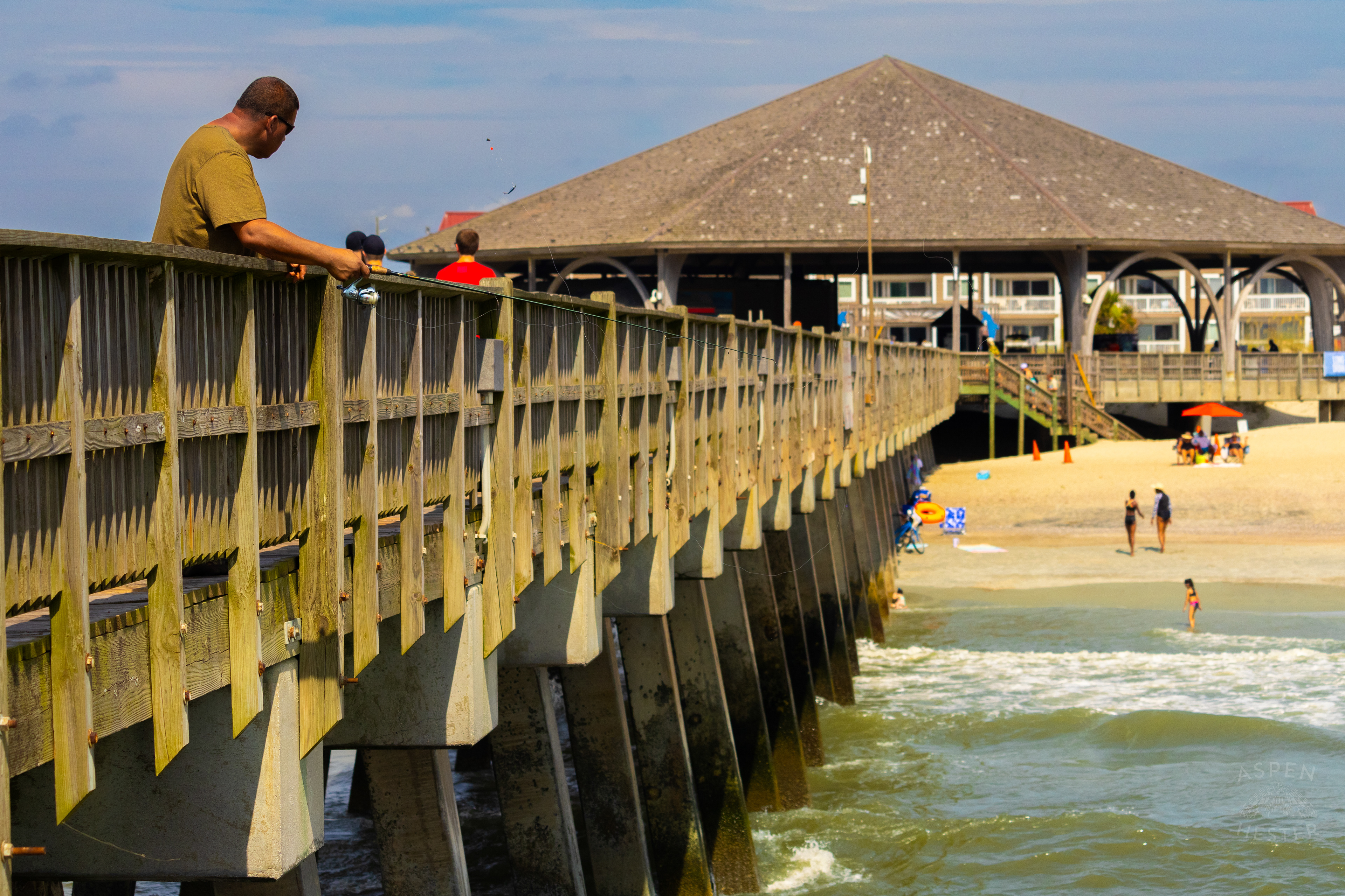 Fisherman on The Tybee Island Pier and Pavilion on Tybee Island Georgia. June 27th, 2024/Aspen Hester