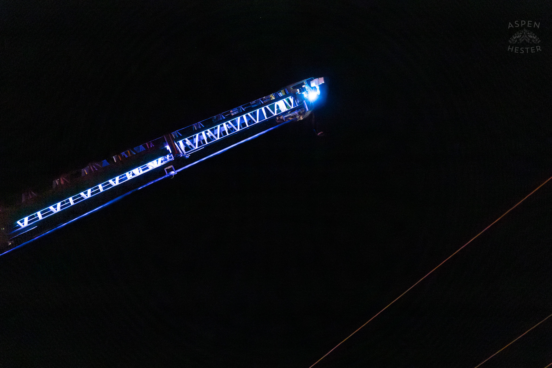 PRP Fire Department Aerial Lit Up in The Night. June 7th, 2024/Aspen Hester