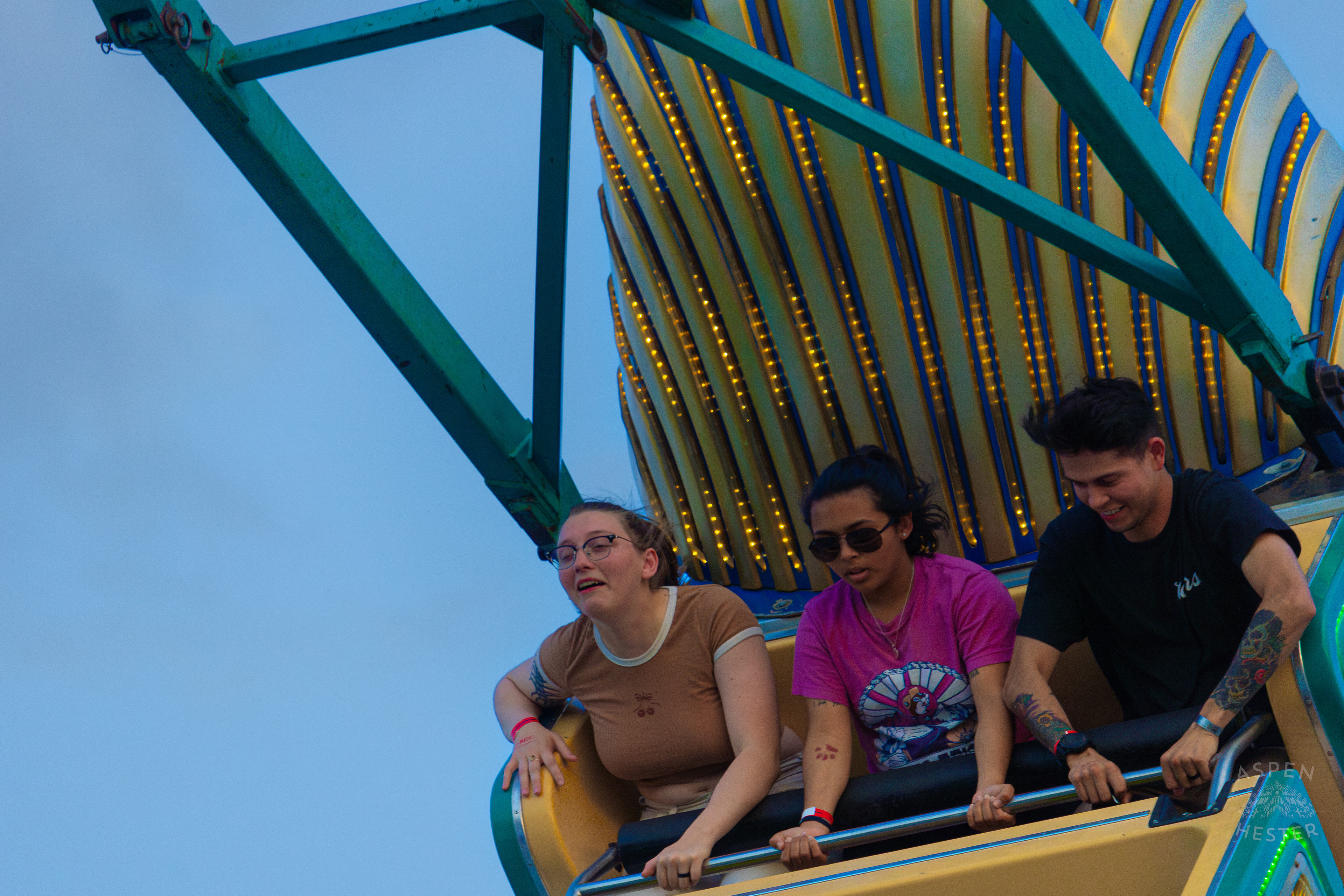 Fair Goers on Pharaoh's Fury Pirate Ship at The 120th Kentucky State Fair. July 15th, 2024/Aspen Hester