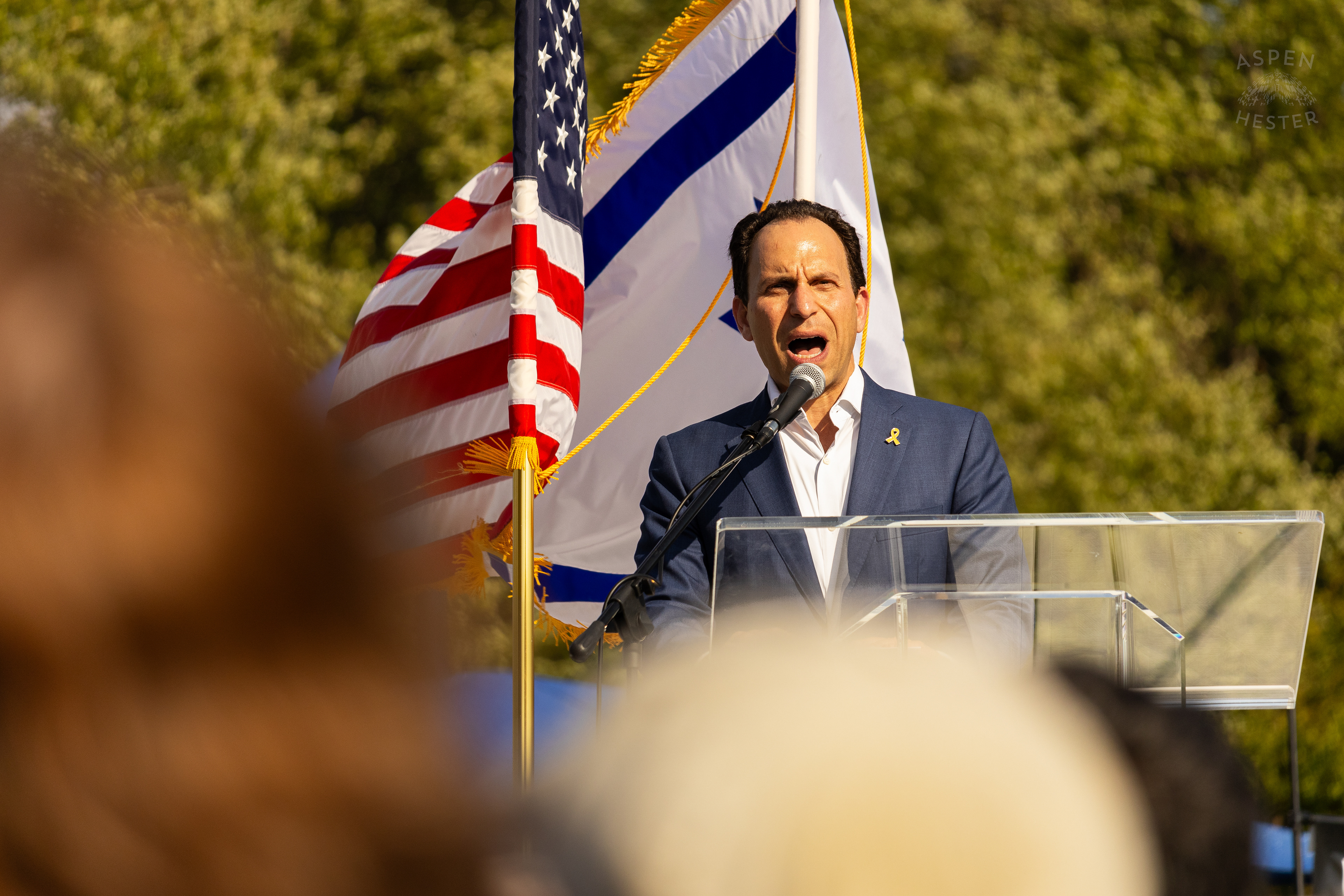 Mayor Craig Greenberg Addresses The Crowd Gathered at The Trager Jewish Community Center to Remember The Victims and Pray for Peace One Year After The October 7th 2023 Hamas Attack. October 6th, 2024/Aspen Hester