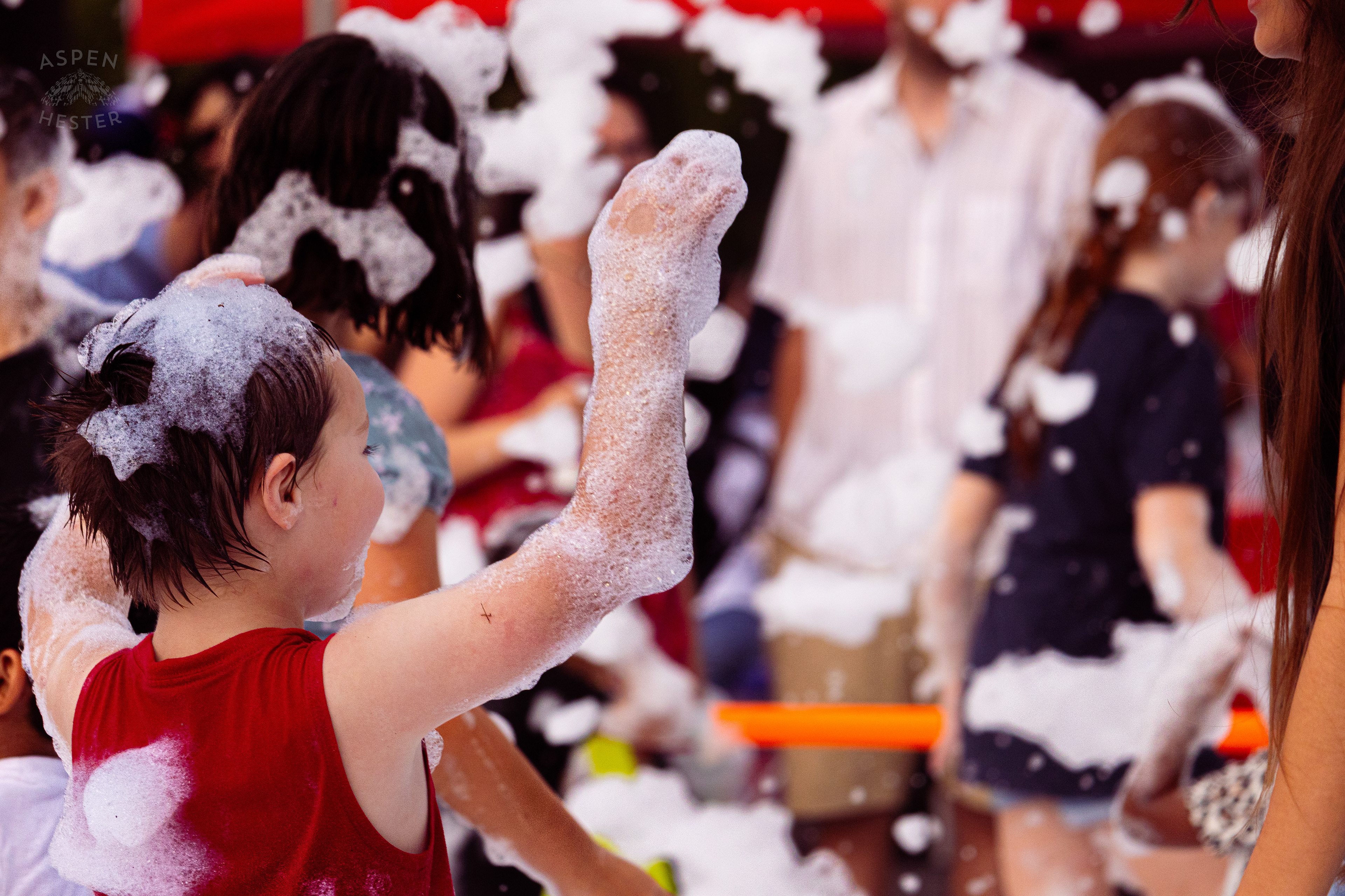Kid Playing in the Bubble Party at Waterfront Park Fourth of July. July 4th, 2024/Aspen Hester