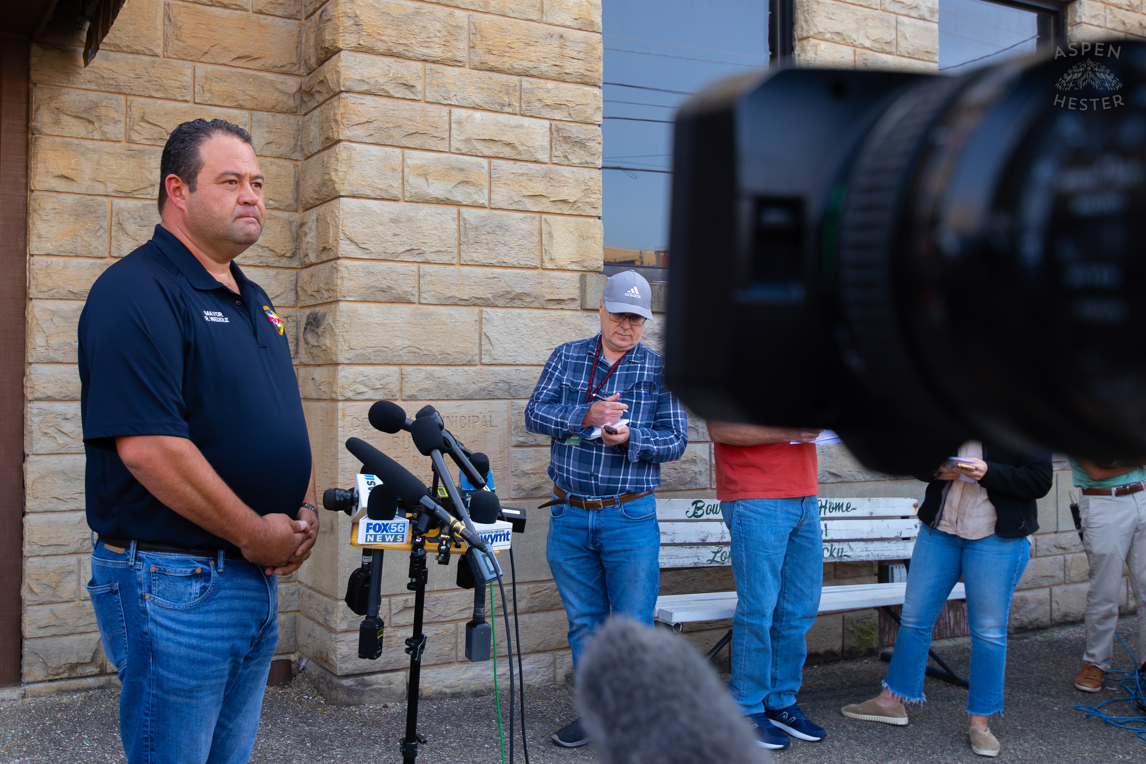 London KY Mayor Randall Weddle Speaks to The Media About The Ongoing Search for Joseph Couch The Man Suspected of Shooting at Least 12 Cars and Wounding 5 People Driving Past Exit 49 on I-75. September 8th, 2024/Aspen Hester