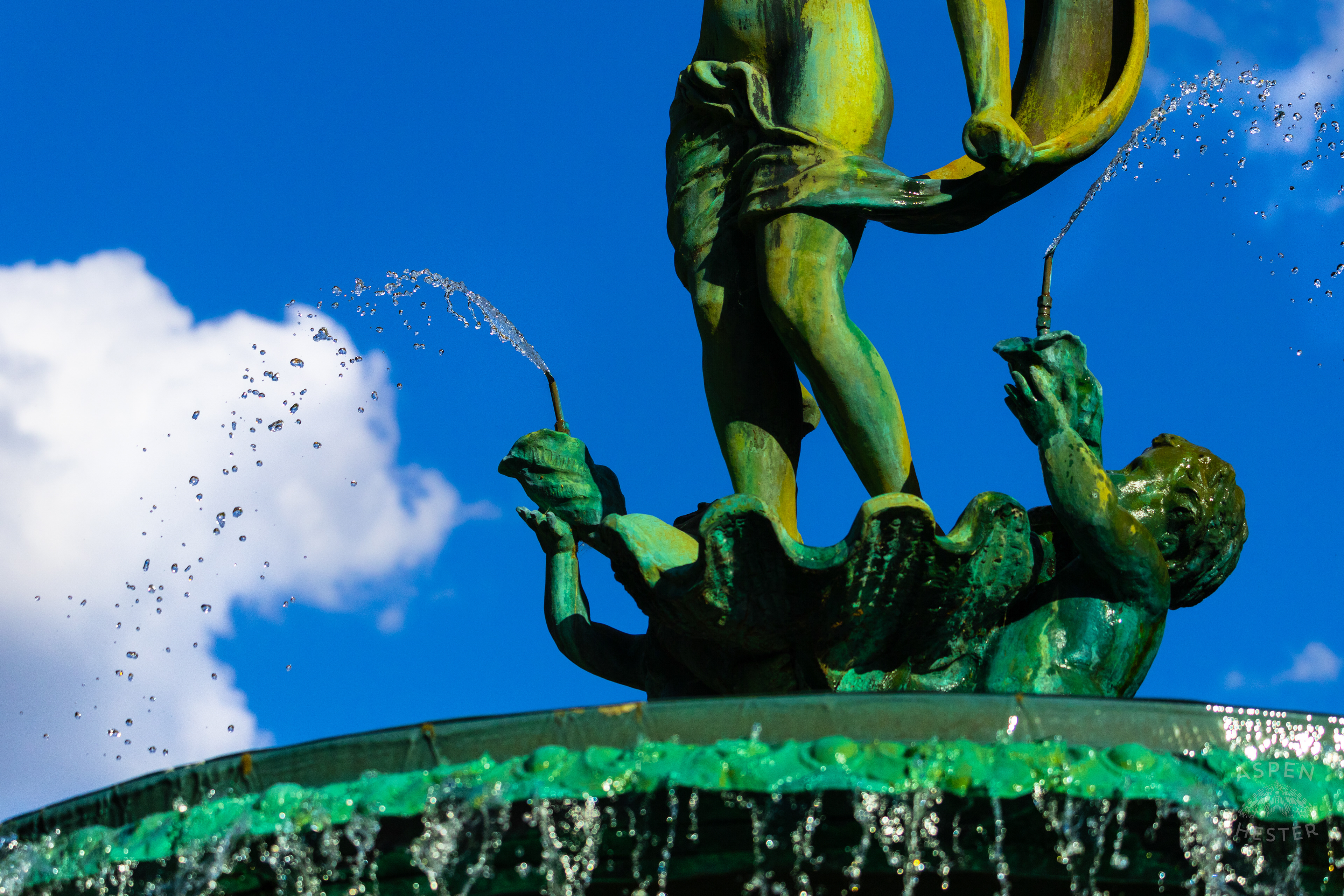 Cherub on The St James Court Fountain. June 6th, 2024/Aspen Hester
