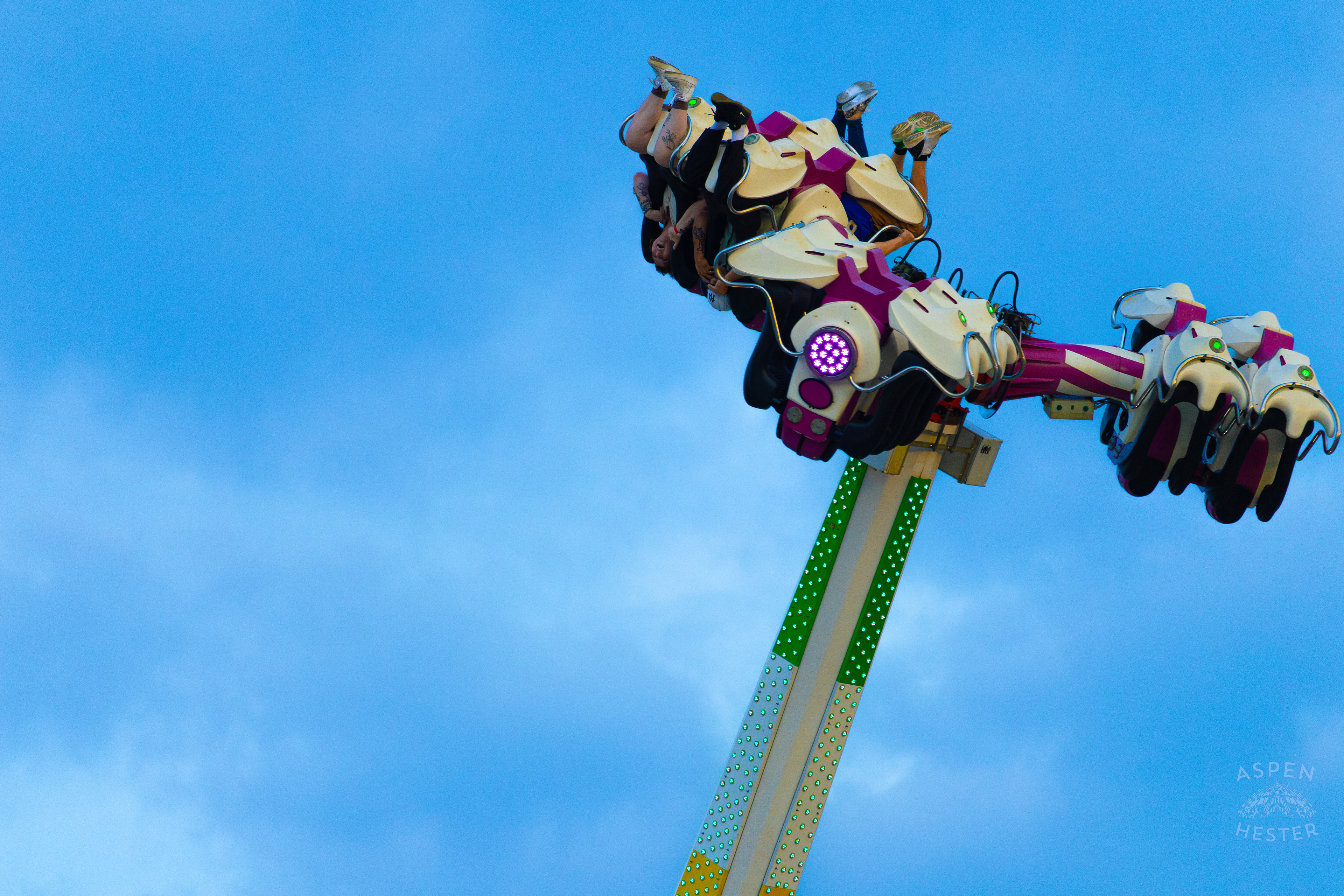 Fair Goers Spinning Around The Sky in the Nemeses 360 at The 120th Kentucky State Fair. July 15th, 2024/Aspen Hester