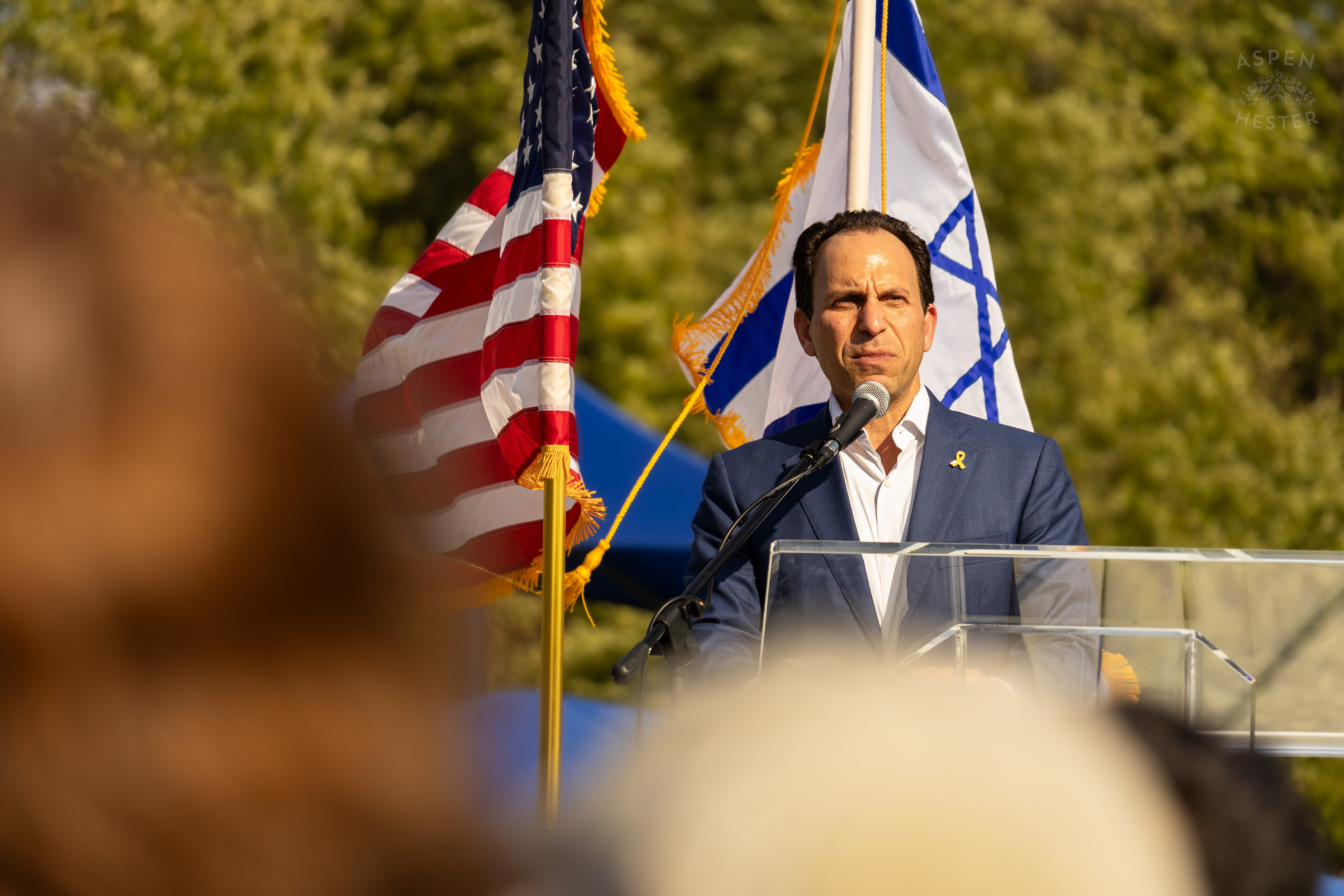Mayor Craig Greenberg Addresses The Crowd Gathered at The Trager Jewish Community Center to Remember The Victims and Pray for Peace One Year After The October 7th 2023 Hamas Attack. October 6th, 2024/Aspen Hester