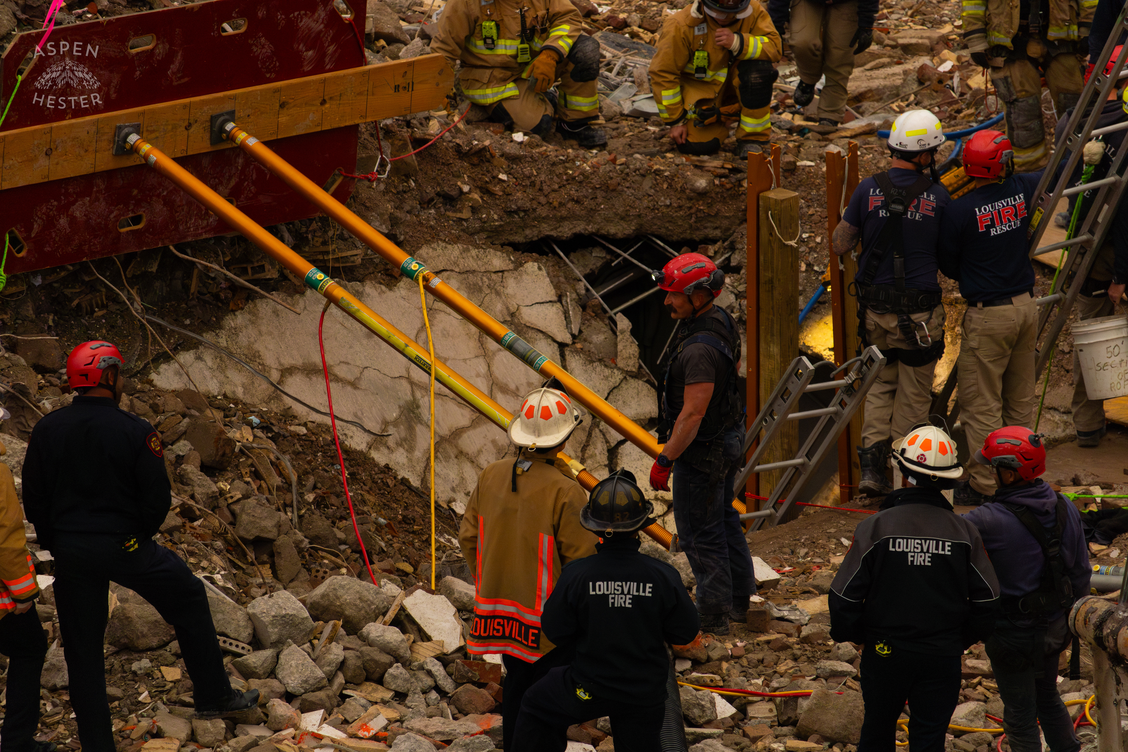 Crew Members Working Above Ground During the 8+ Hour LFD Effort to Free A Trapped Demo Worker. November 11th, 2024/Aspen Hester