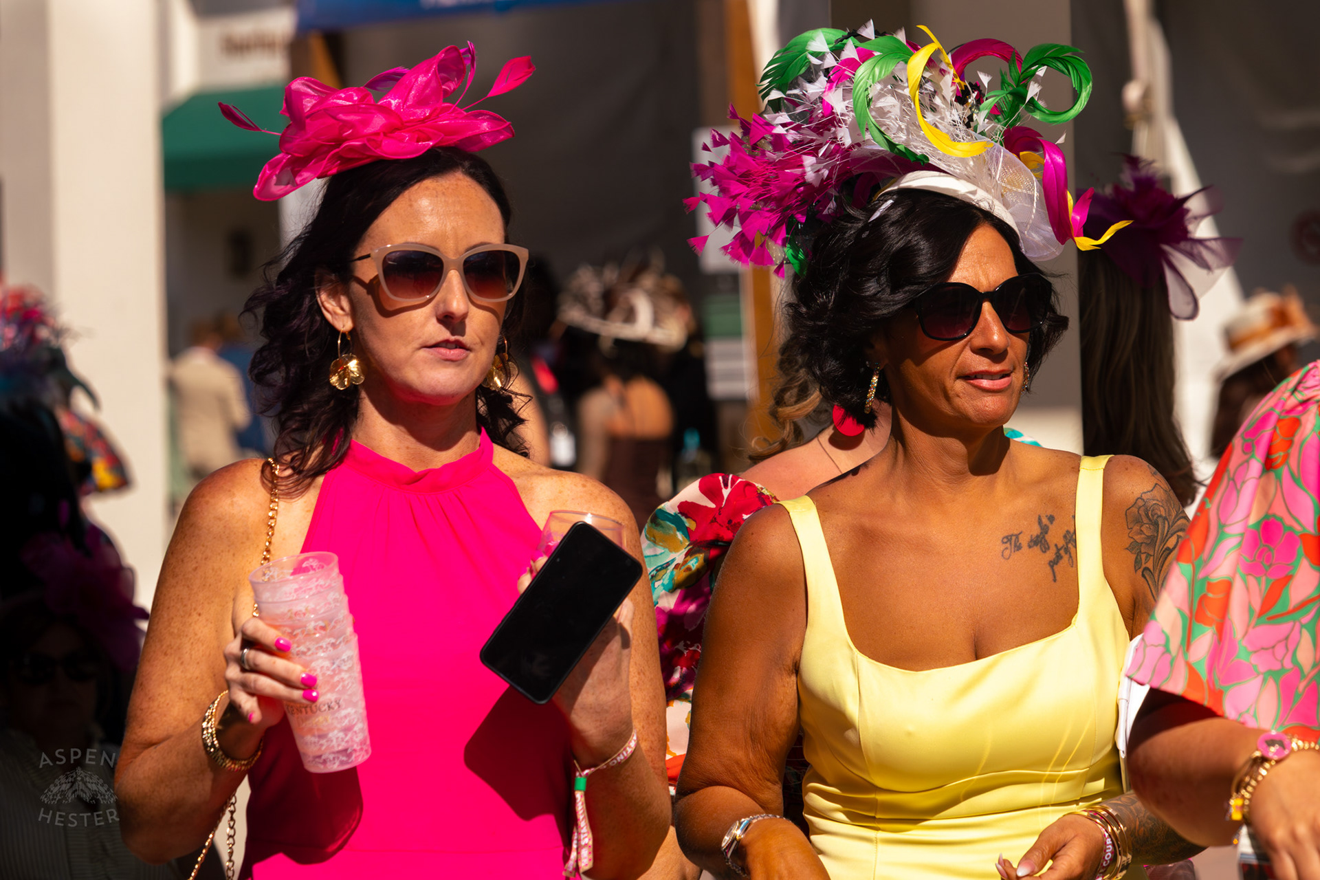 Fashion and Fascinators Near The Churchill Downs Grand Stands During Thurby. April 30th, 2026/Aspen Hester