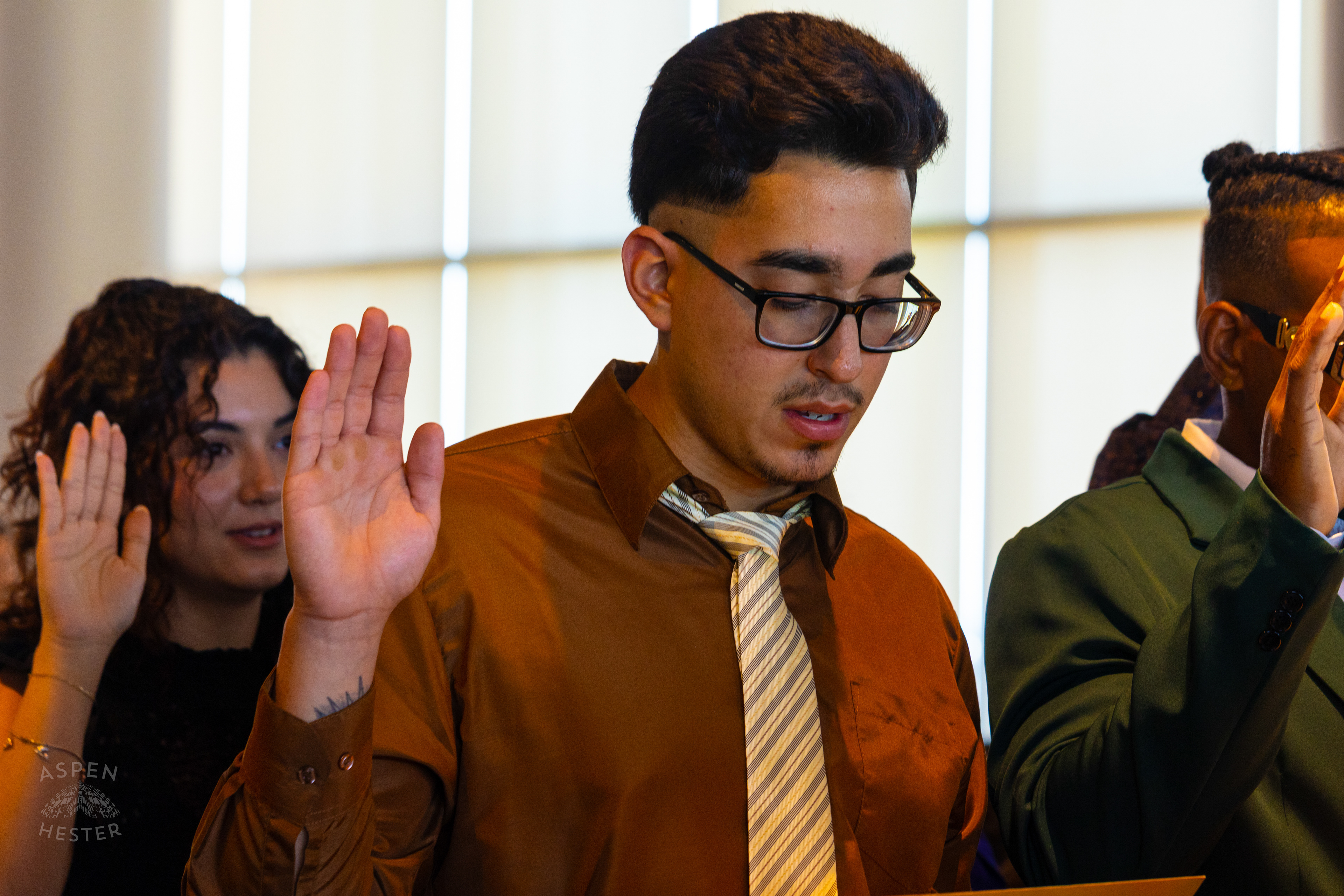 Migrants Taking the Oath of Citizenship During WorldFest's Naturalization Ceremony. August 30th, 2024/Aspen Hester