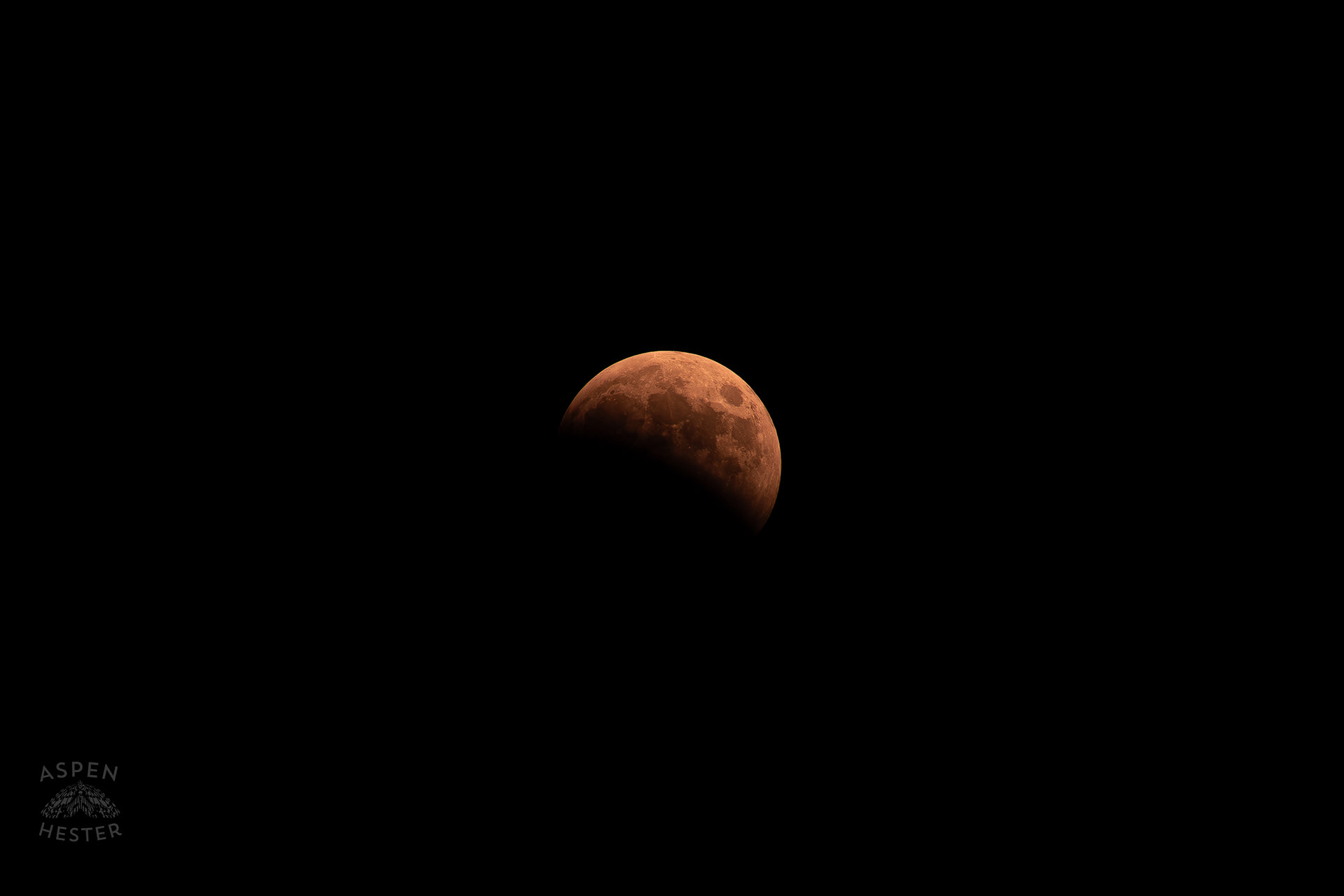 March 2025’s Lunar Eclipse Over A Blood Moon at 1:43am, and 43 Minutes Before The Total Eclipse Begins. March 14th, 2025/Aspen Hester