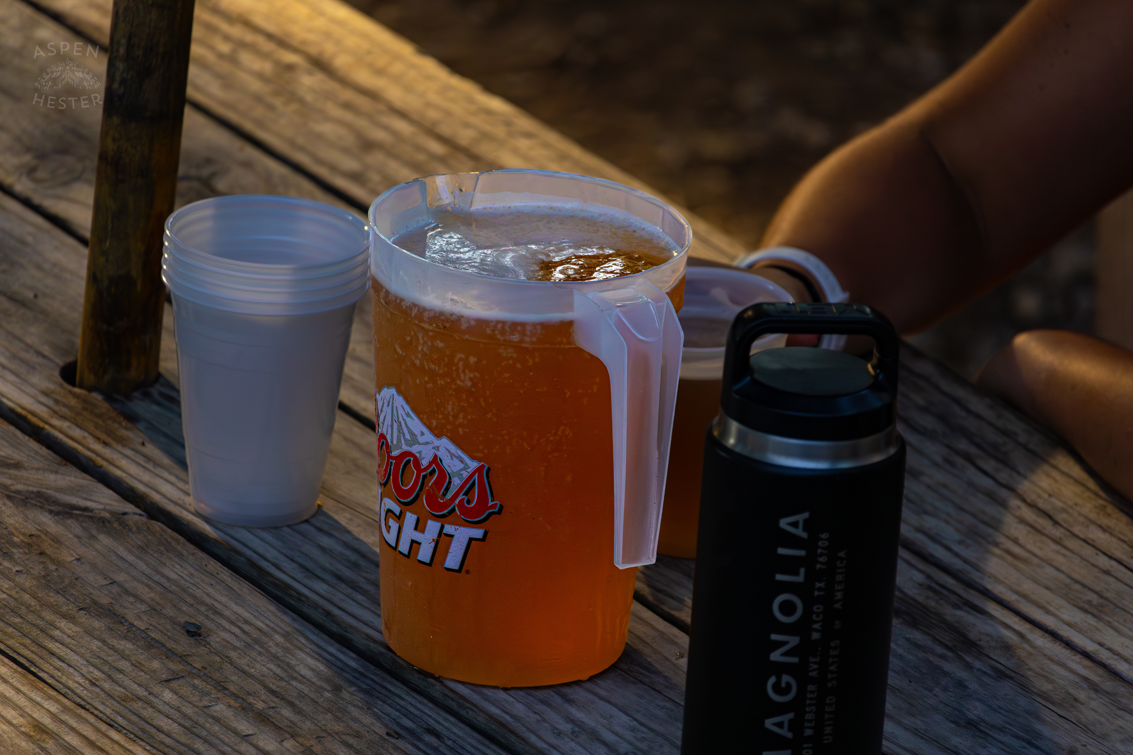 Beer and Pizza at Huc-A-Poos Bites and Booze on Tybee Island Georgia. June 25th, 2024/Aspen Hester