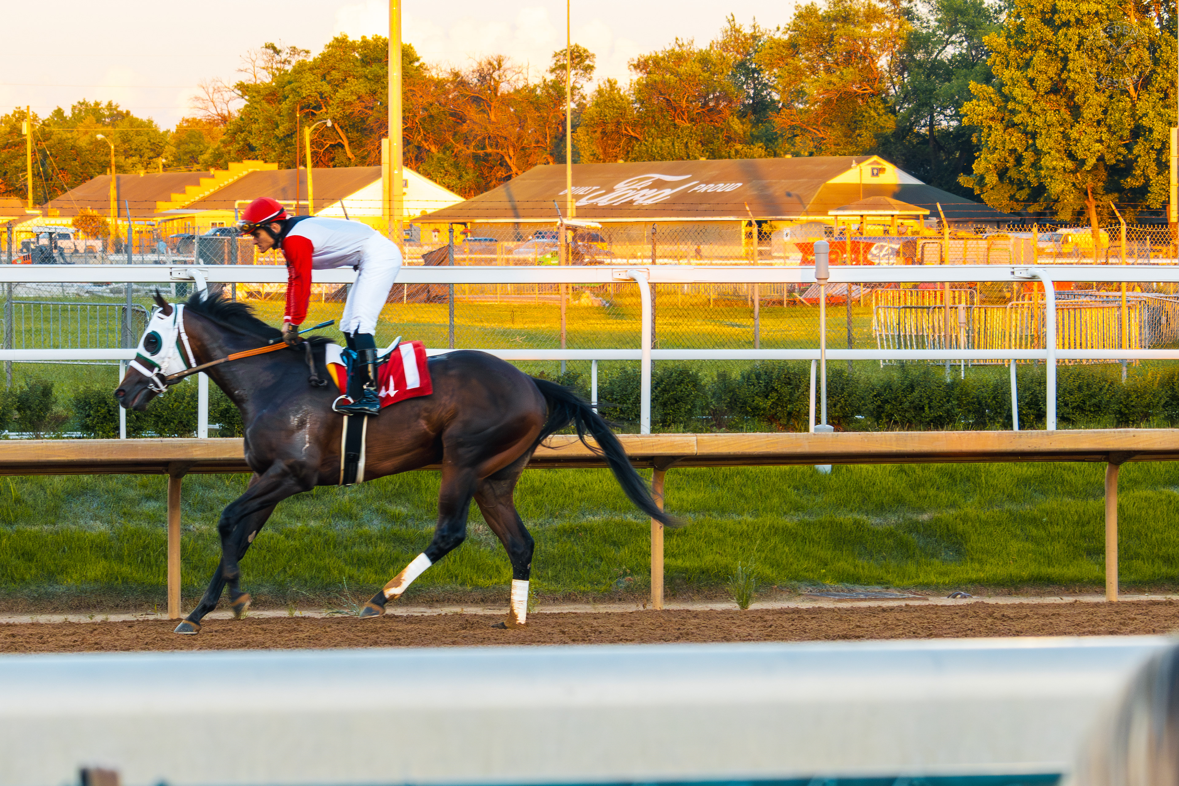 Jokey and Horse Racing at Downs After Dark. May 18th, 2024/Aspen Hester