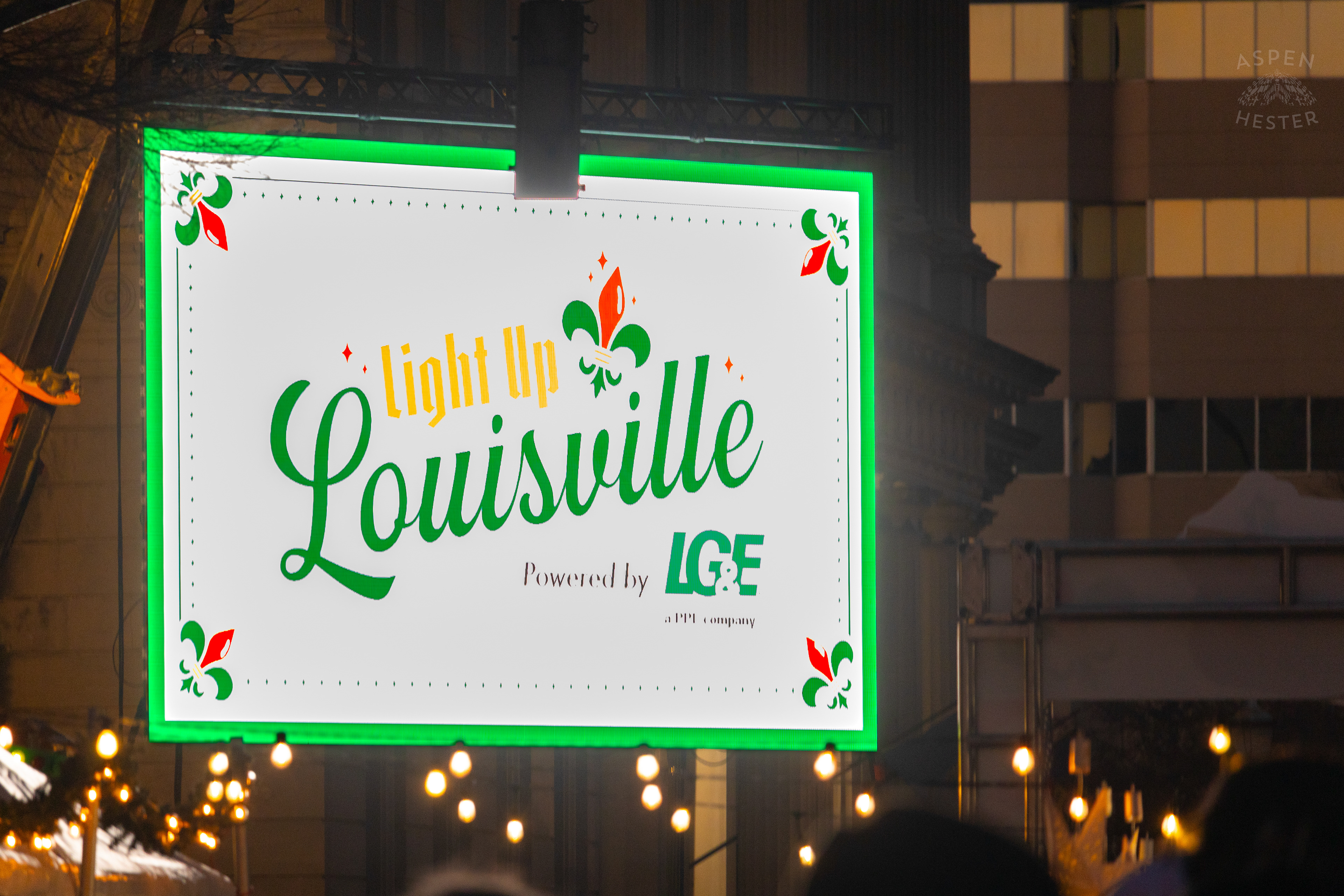 The Big Screen at The Light Up Louisville 2024 Festivities. December 7th, 2024/Aspen Hester
