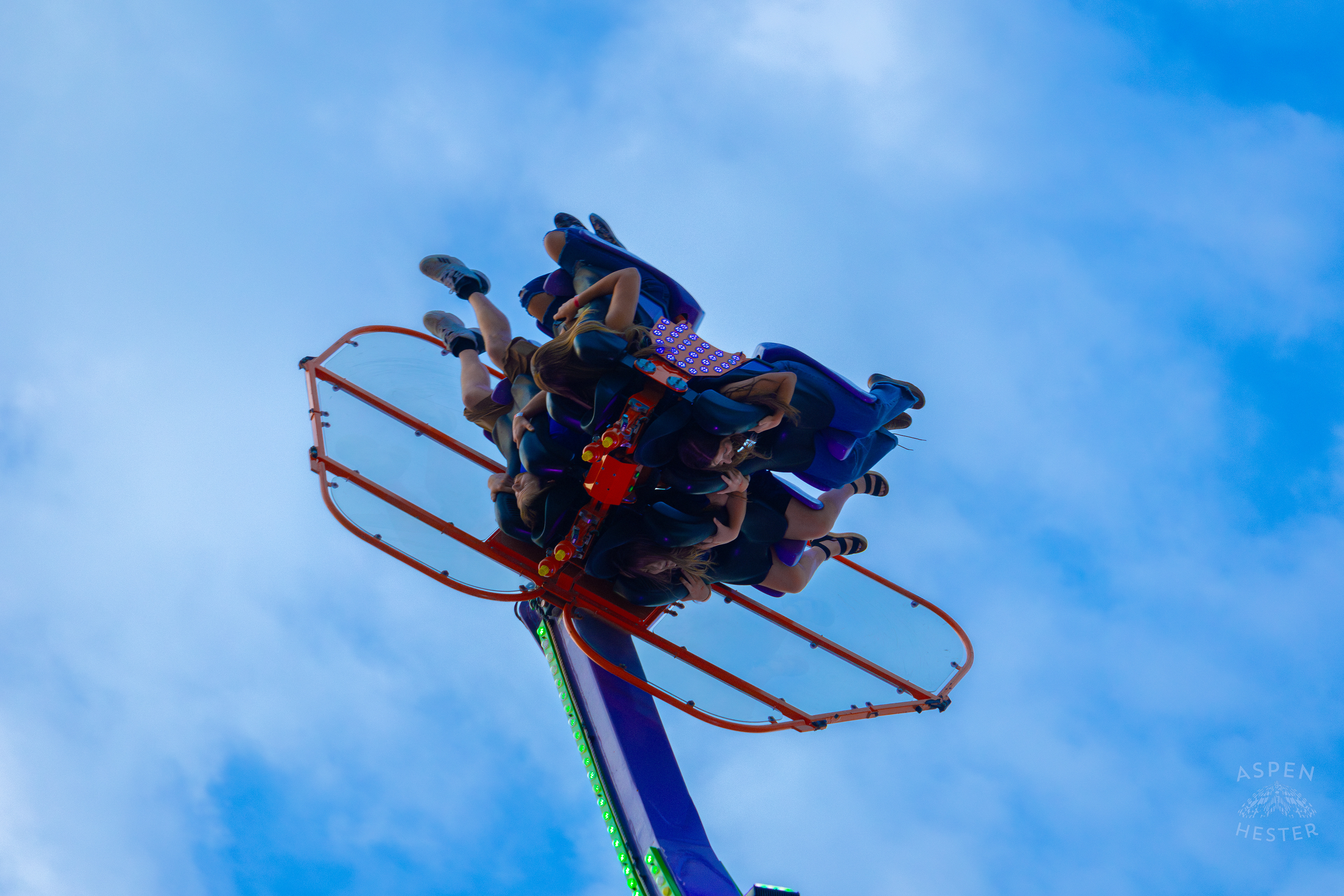 Fair Goers Spinning and Flipping Around The Sky in the Alter Ego at The 120th Kentucky State Fair. July 15th, 2024/Aspen Hester