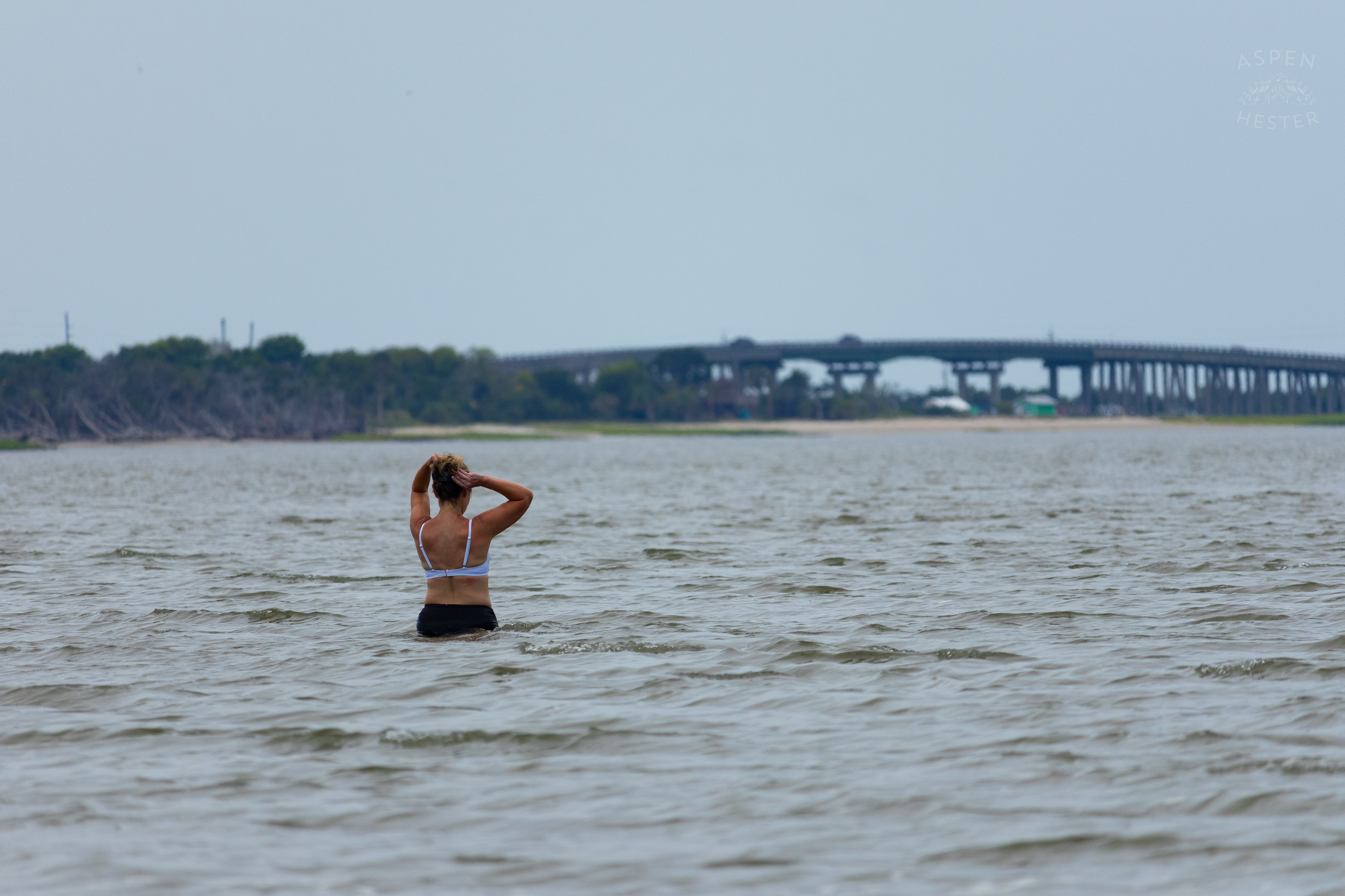 Beach Goer Enjoying The Warm Water of Tybee Island Georgia. June 24th, 2024/Aspen Hester