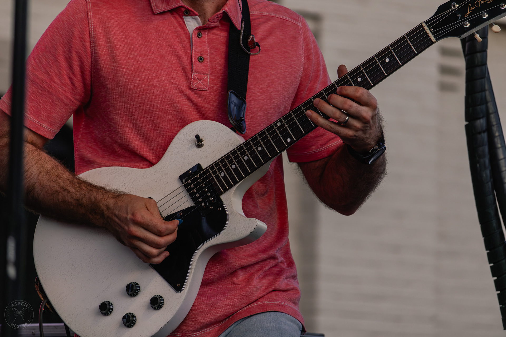 The Juicebox Heroes' Dexter Neeld Playing Guitar At Clarksville 'Good Times' Summer Concert Series. May 11th, 2024/Aspen Hester