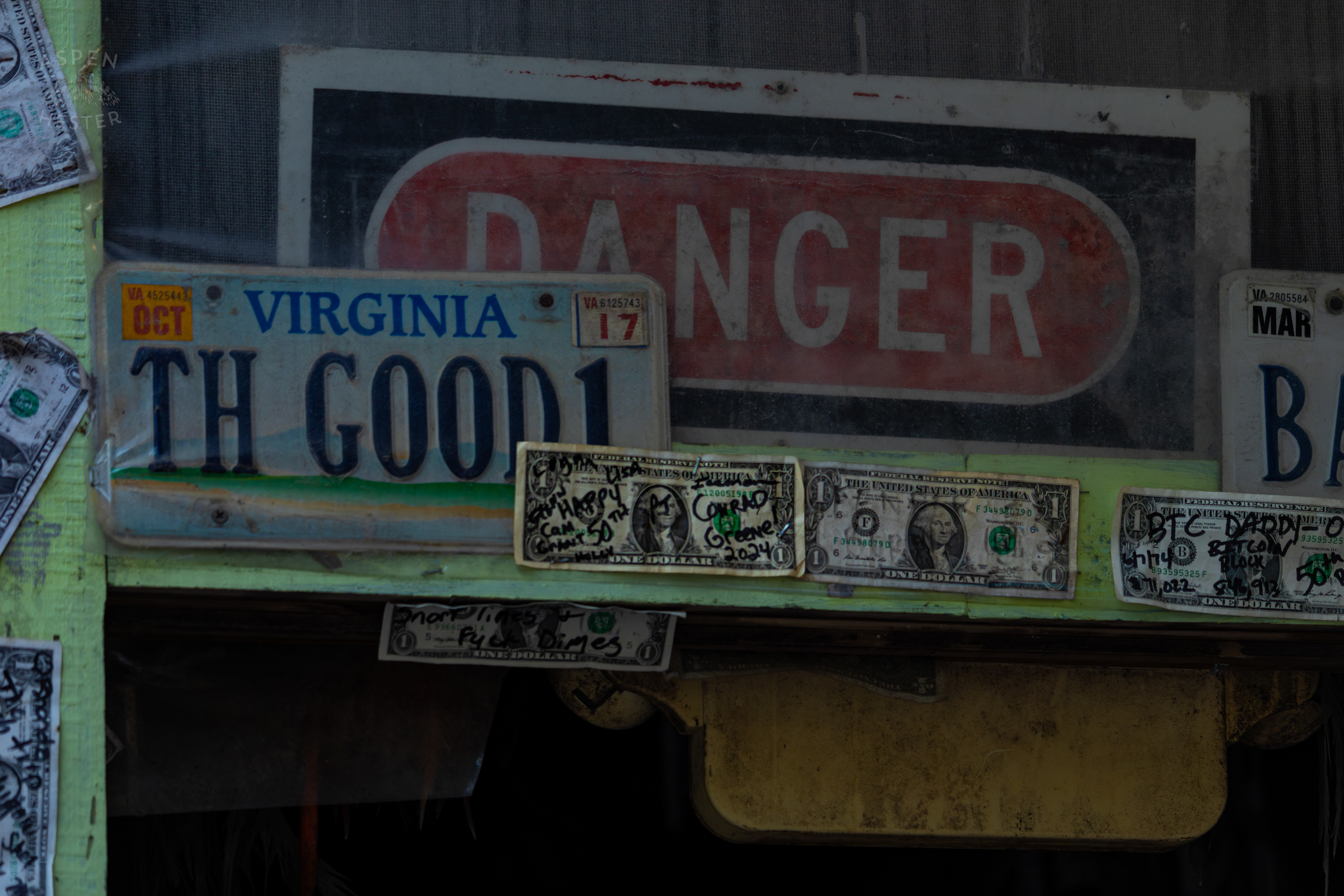 Dollar Bills Stapled to Huc-A-Poos Bites and Booze on Tybee Island Georgia. June 25th, 2024/Aspen Hester