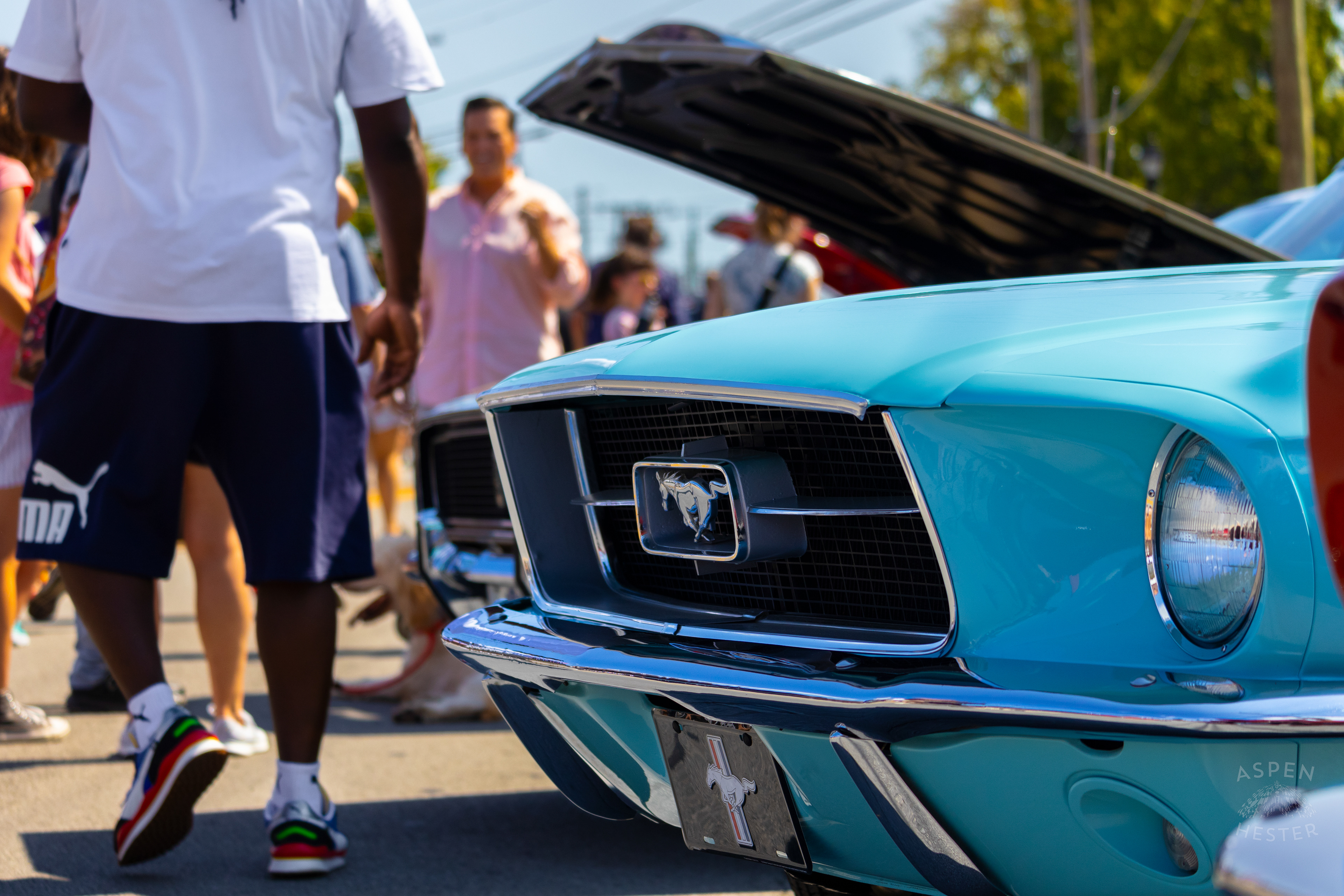 A Light Blue 1967 Ford Mustang on Display at The 2024 Jeffersontown Gaslight Festival. September 15th, 2024/Aspen Hester