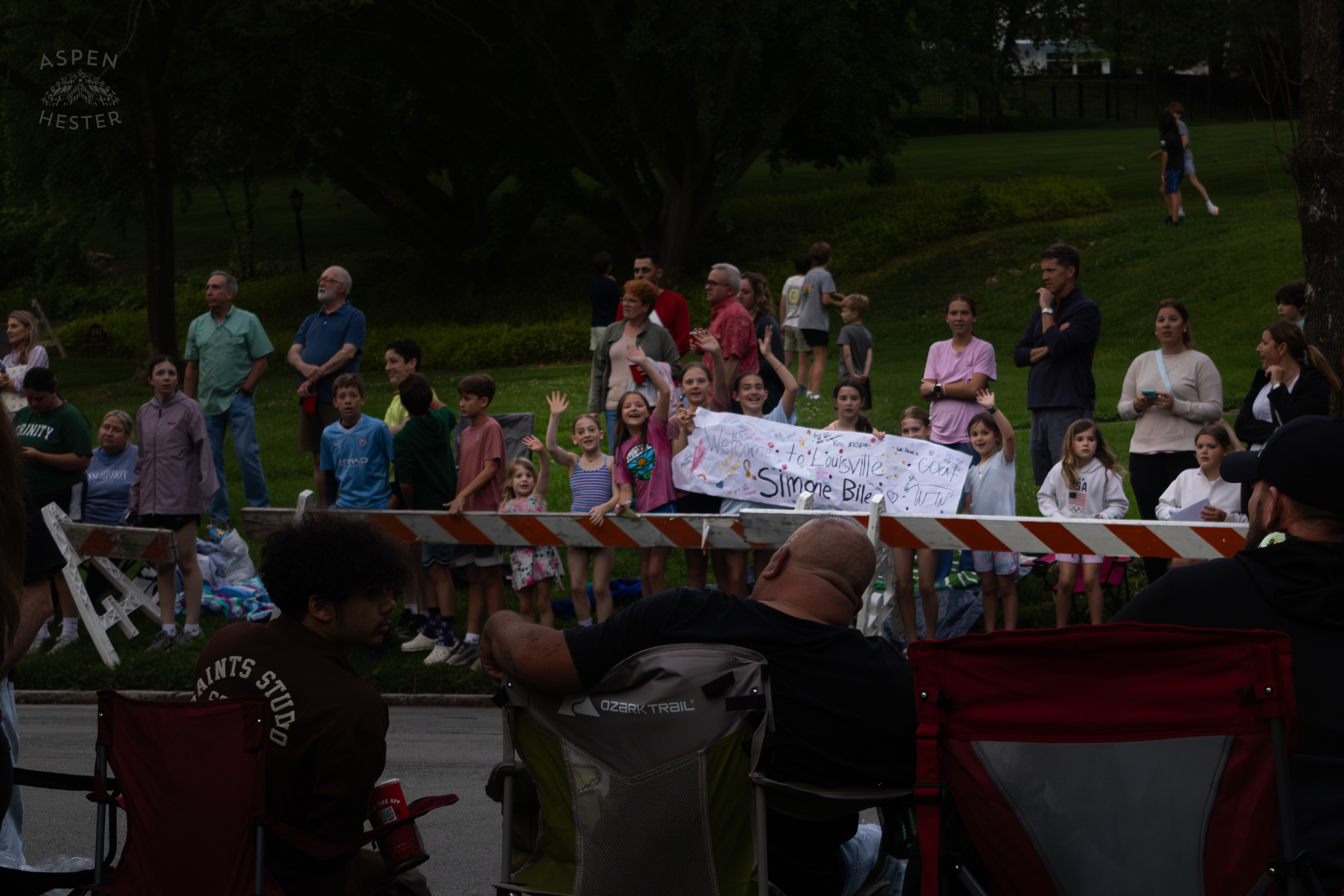 Young Girls and Fans Stand Outside Eagerly Awaiting Simone Biles’s Arrival at The 2025 Barnstable-Brown Gala. May 2nd, 2025/Aspen Hester