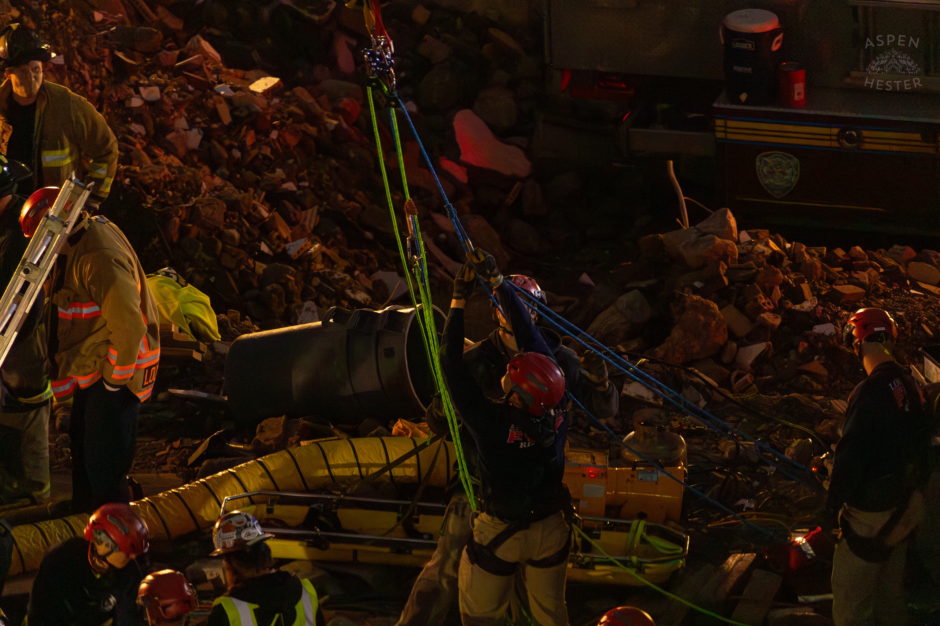 Crew Members Working Above Ground During the 8+ Hour LFD Effort to Free A Trapped Demo Worker. November 11th, 2024/Aspen Hester