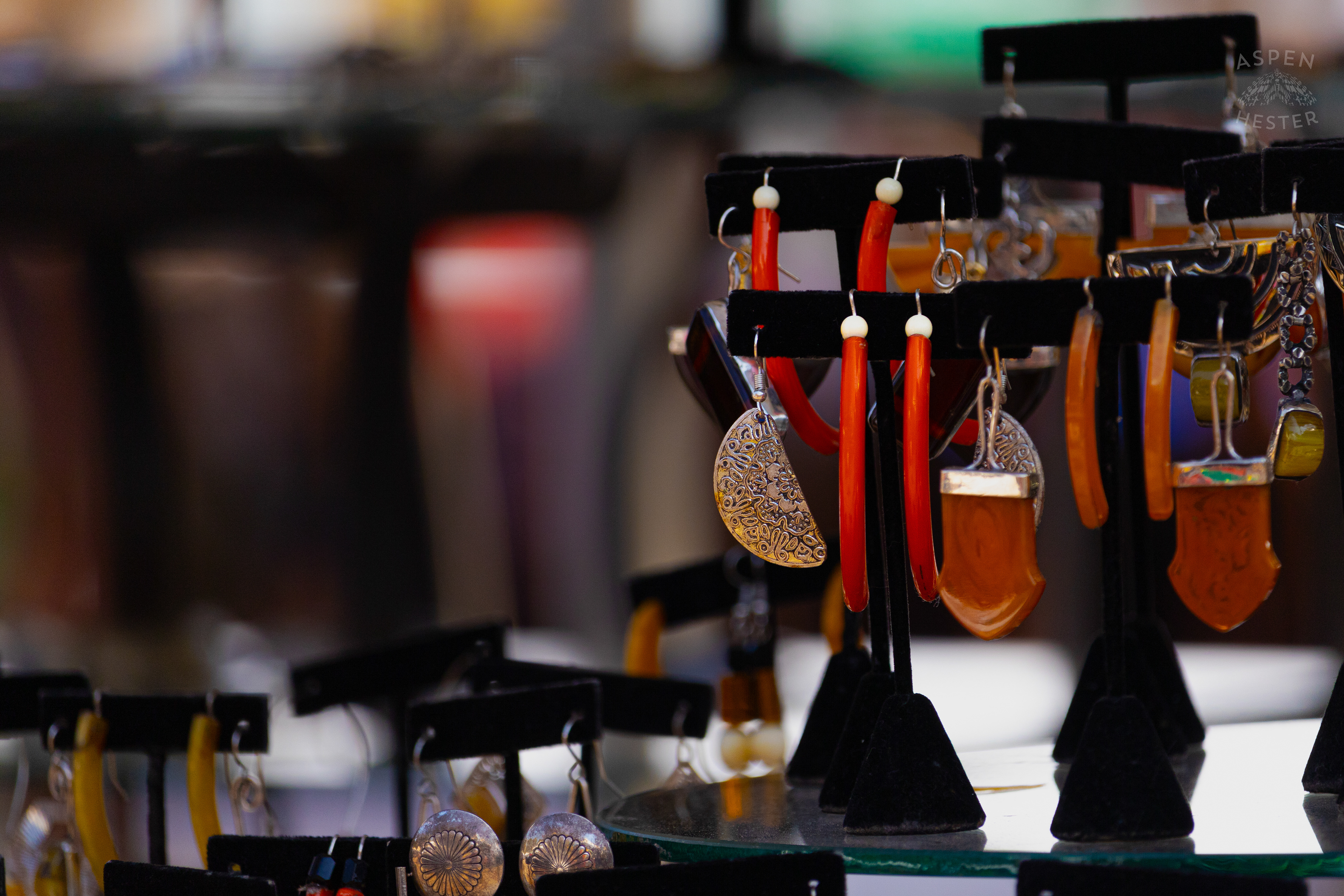 Earrings Being Sold by Foundation International at Opening Day of The 22nd Annual WorldFest. August 30th, 2024. Aspen Hester