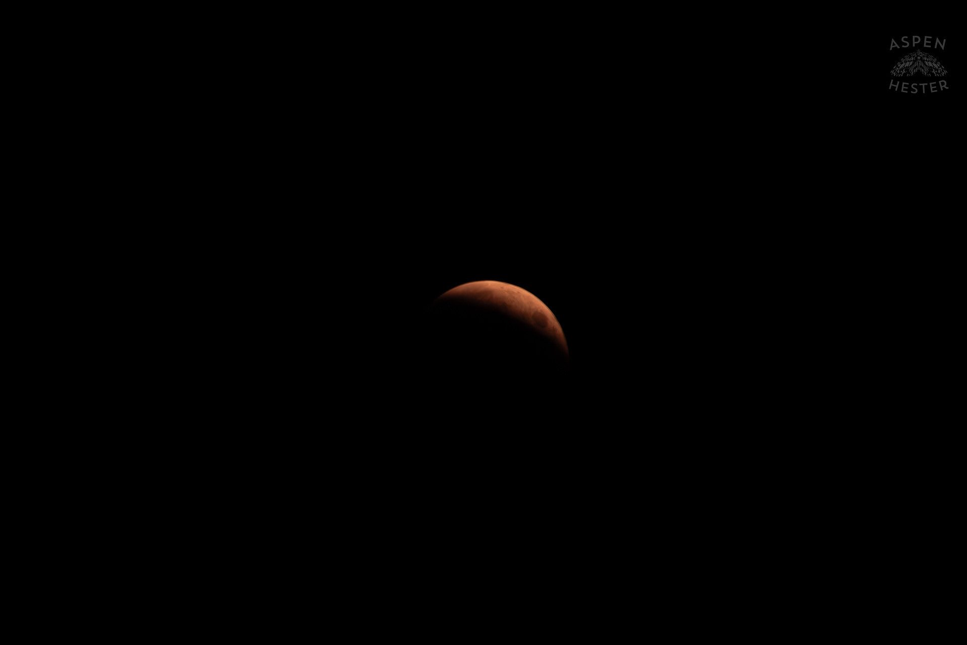 March 2025’s Lunar Eclipse Over A Blood Moon at 2:10am, and 16 Minutes Before The Total Eclipse Begins. March 14th, 2025/Aspen Hester