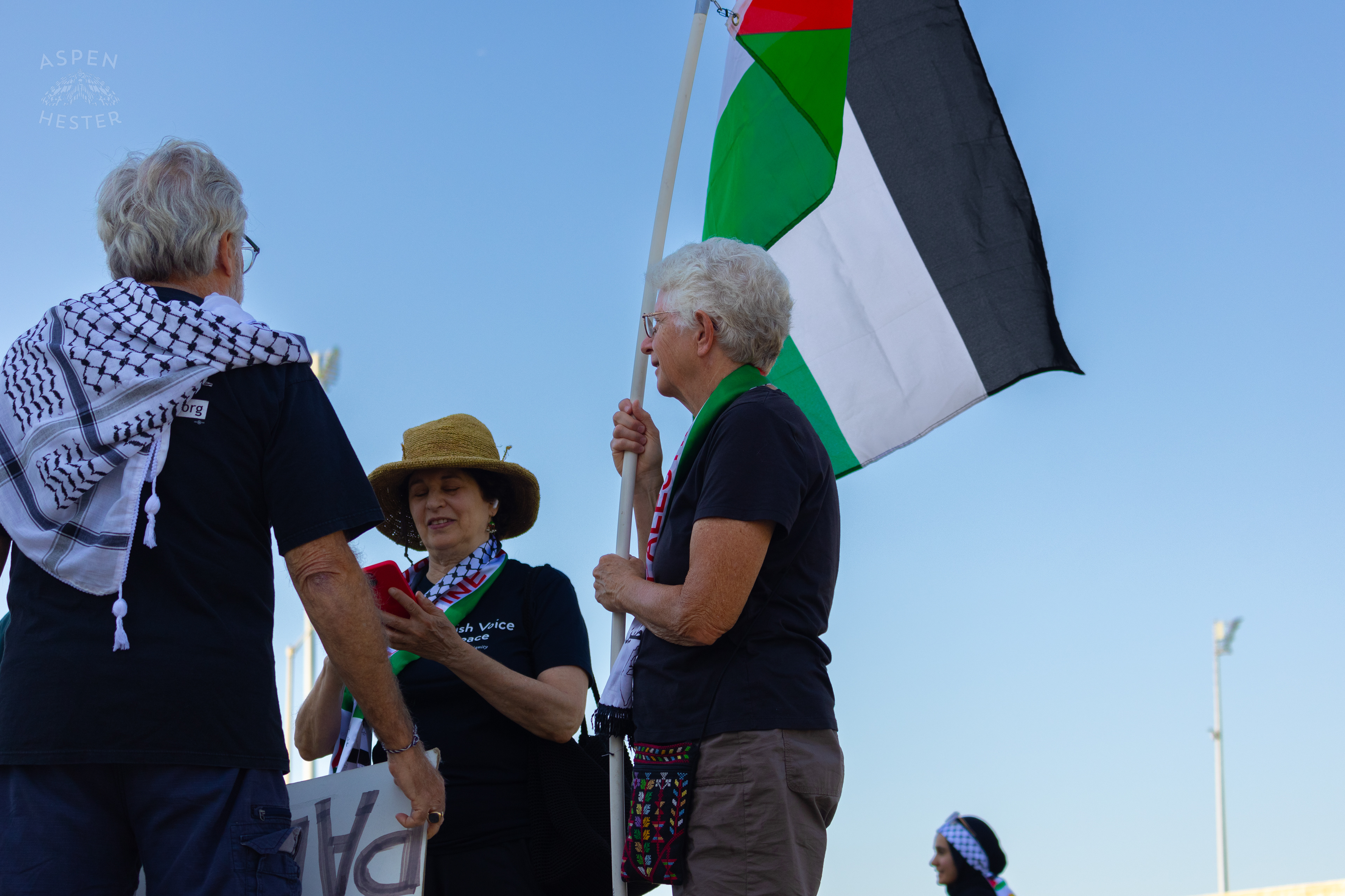 Palestinian Flag Flies During Lousiville’s One Year of Gaza Genocide Rally. October 5th, 2024/Aspen Hester 