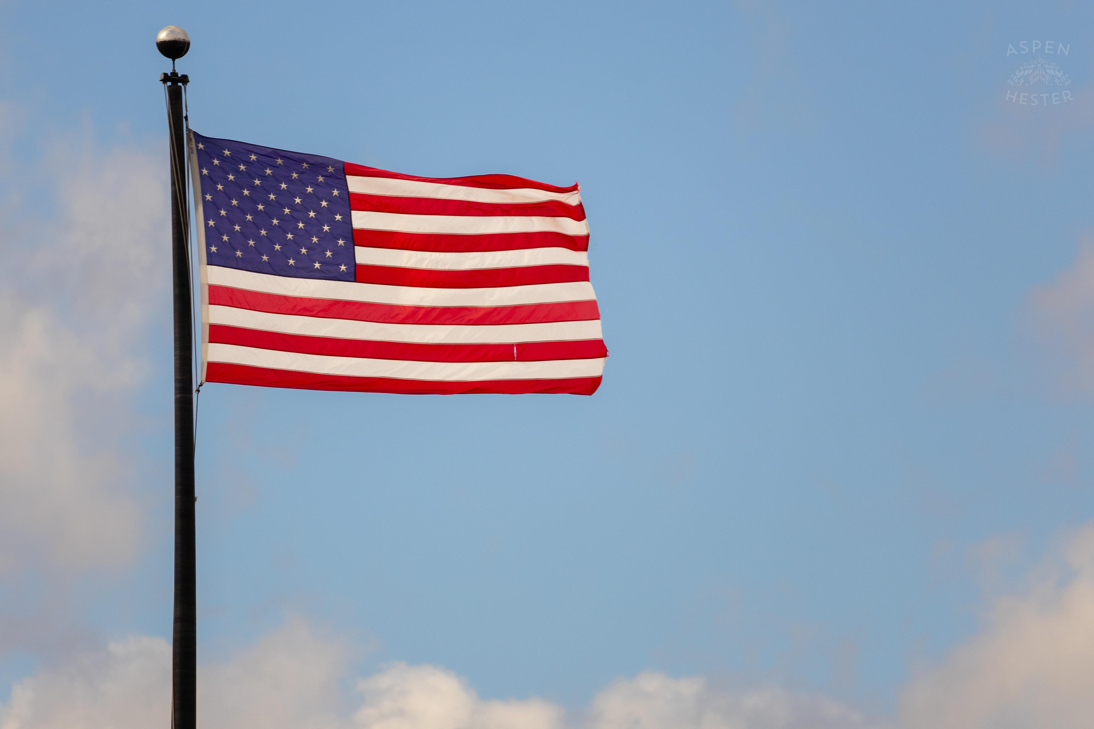 American Flag Flying Outside Heartland Elementary School, A Polling Place for The 2024 Election in Hardin County. November 5th, 2024/Aspen Hester