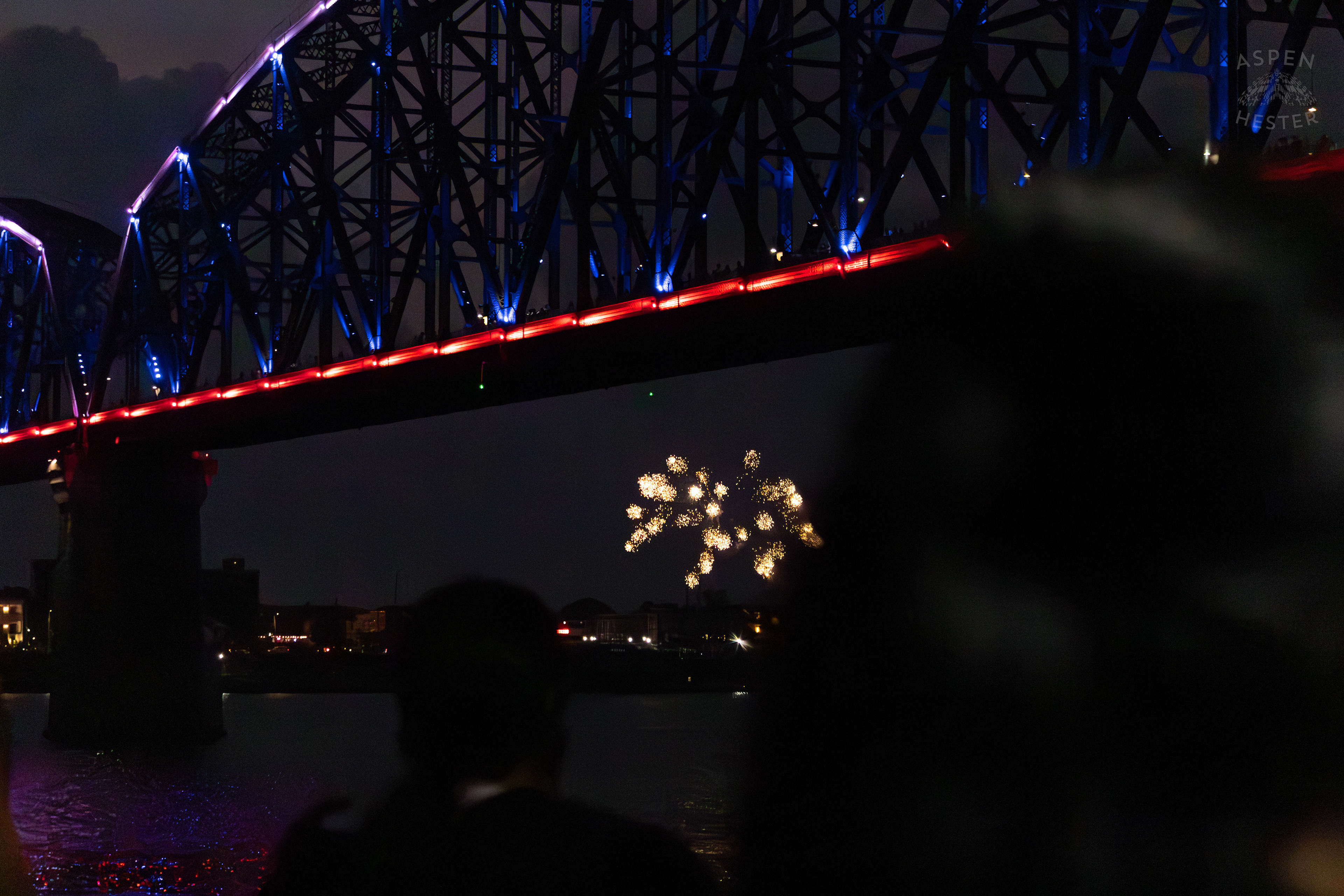 Fireworks from Jeffersonville Before the Show at Waterfront Park Fourth of July. July 4th, 2024/Aspen Hester