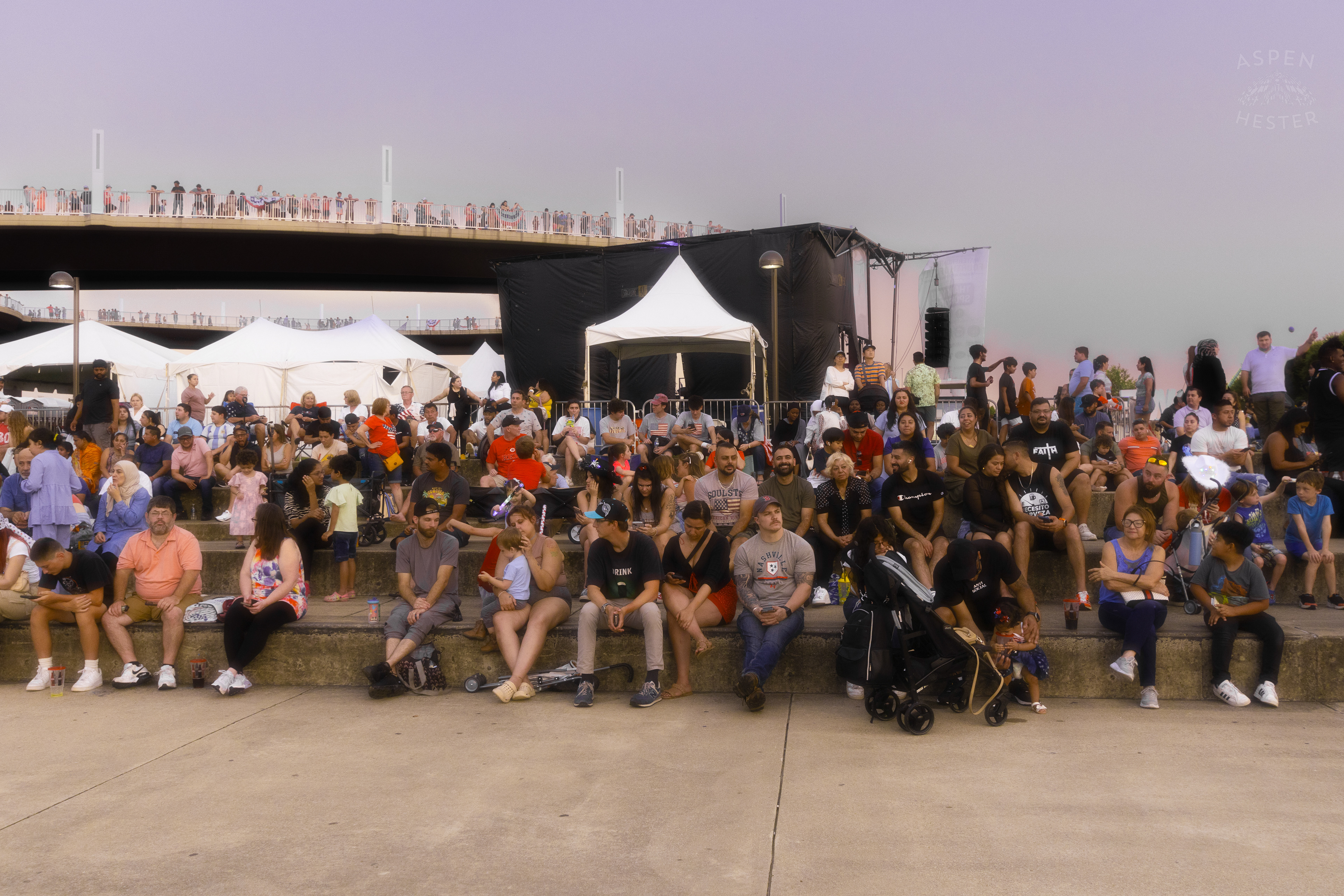 Crowds Gathering Early for the Fireworks Display at Waterfront Park 4th of July. July 4th, 2024/Aspen Hester