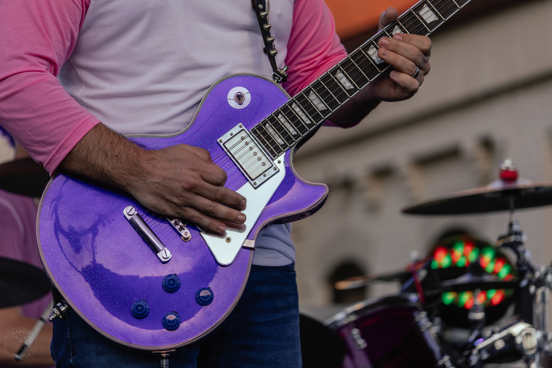 The Juicebox Heroes' Kyle Reagan Playing Guitar At Clarksville 'Good Times' Summer Concert Series. May 11th, 2024/Aspen Hester