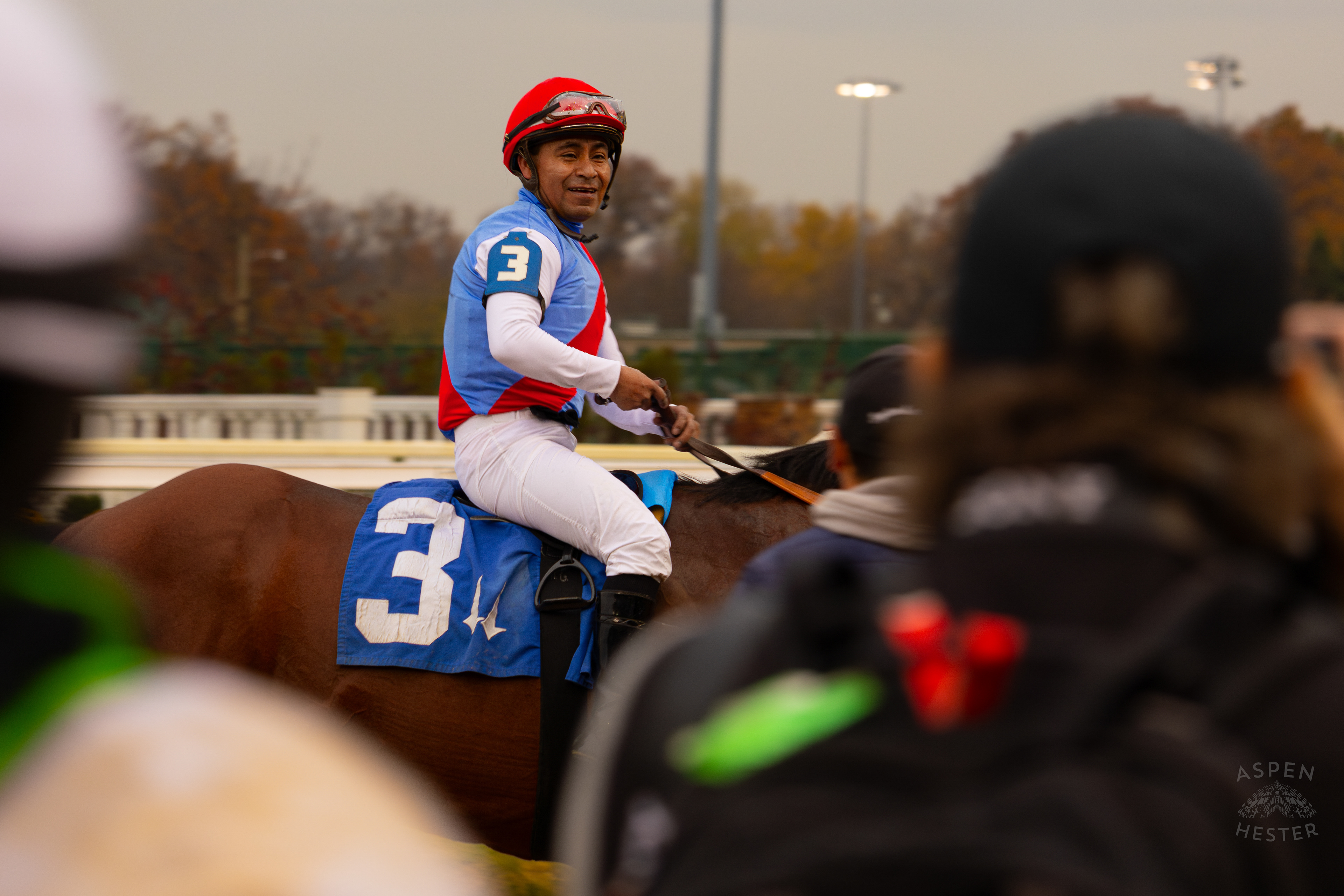 Jockey Martin Garcia After Winning Race 7 with Horse #3 Barnes, Bob Baffert's First Horse To Run At Churchill Downs After A 3 Year Suspension. November 27th, 2024/Aspen Hester 