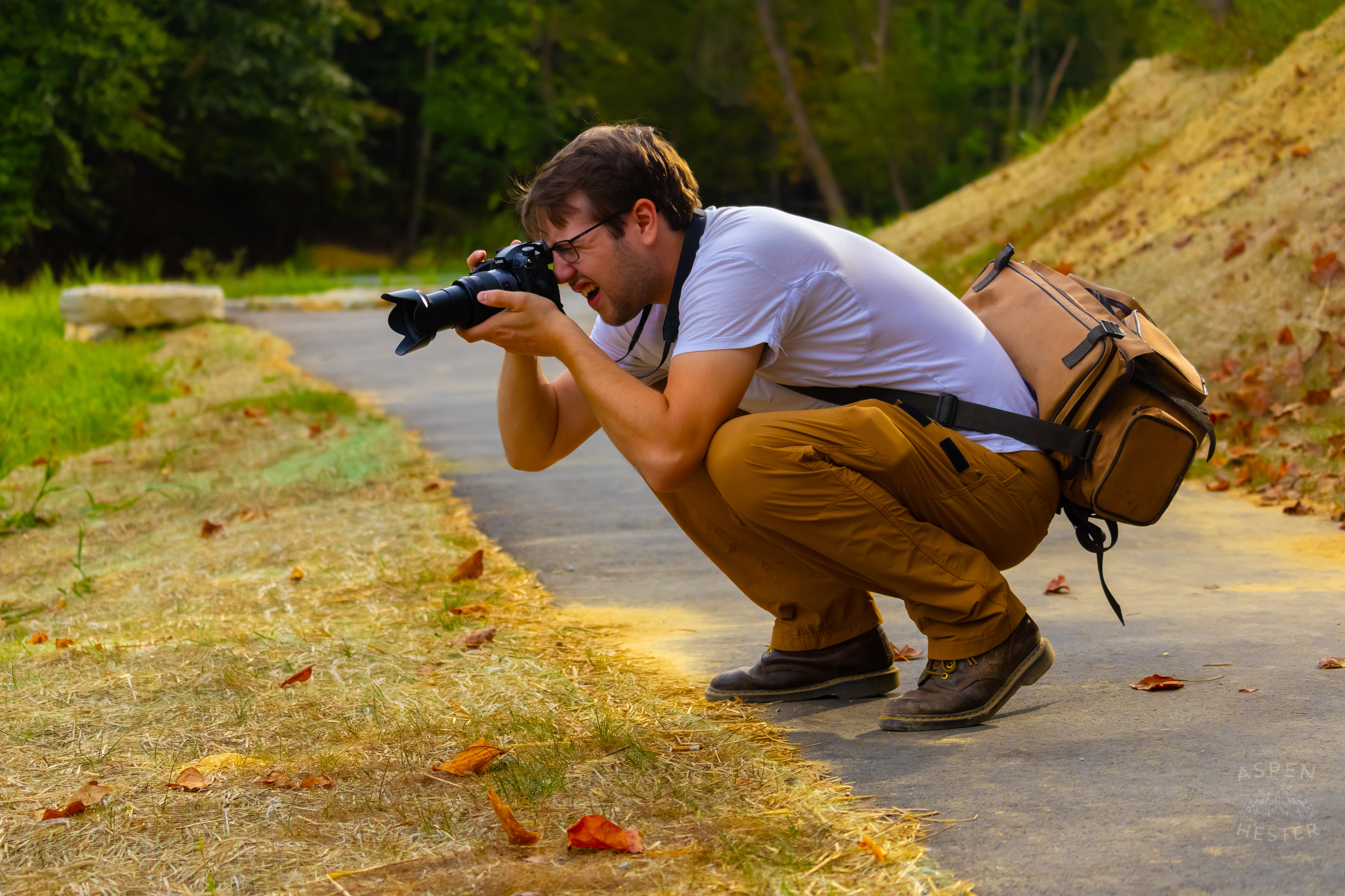 Some Cute Dude Photographing A Widow Skimmer Dragonfly Perched on a Branch on The Shore of Tom Wallace Lake Inside Jefferson Memorial Forest. September 3rd, 2024/Aspen Hester