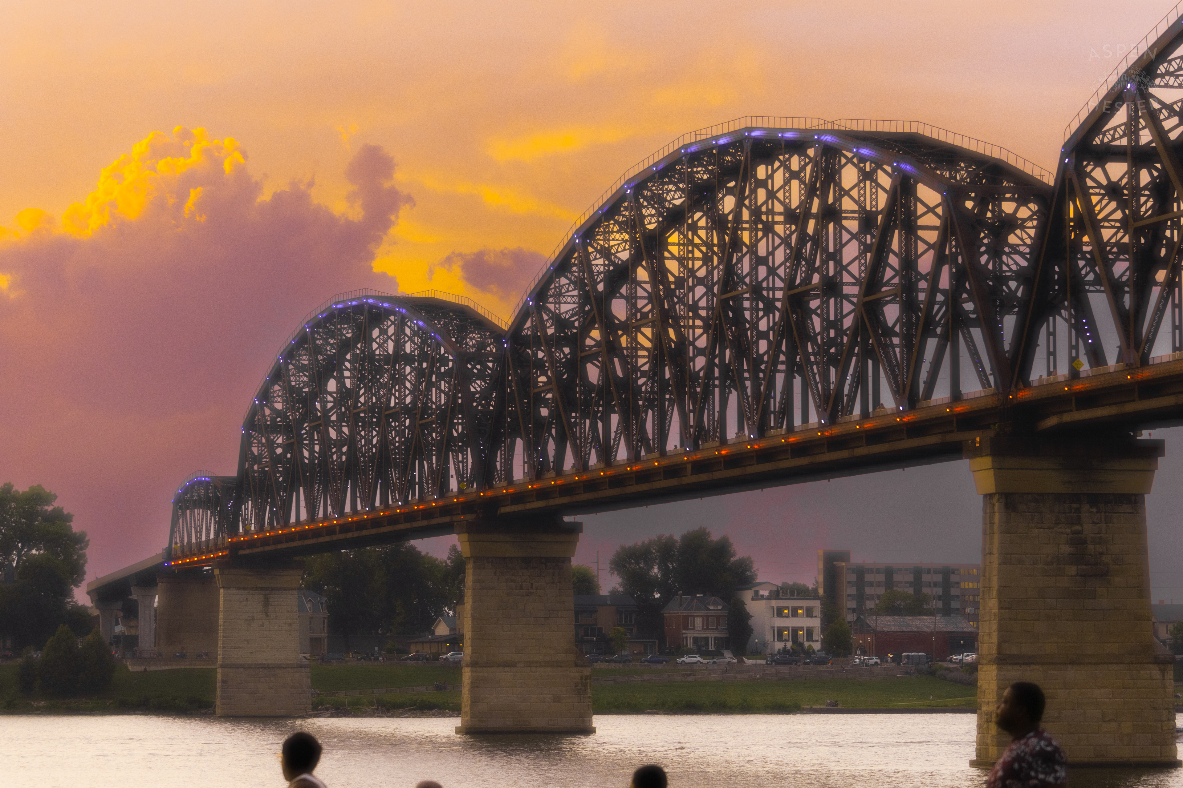 The Big Four Bridge Lit Up Red, White, and Blue Over The Waterfront Park 4th of July. July 4th, 2024/Aspen Hester