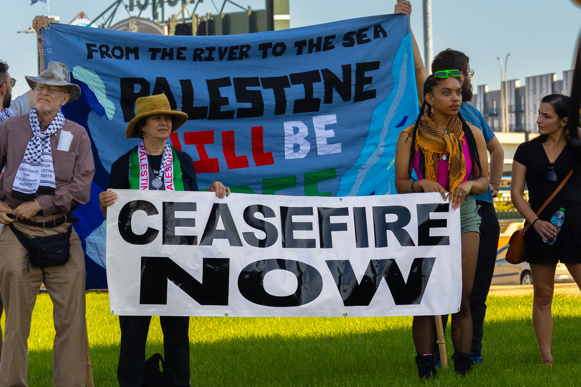 Protesters Demand A Ceasefire During Lousiville’s One Year of Gaza Genocide Rally. October 5th, 2024/Aspen Hester 