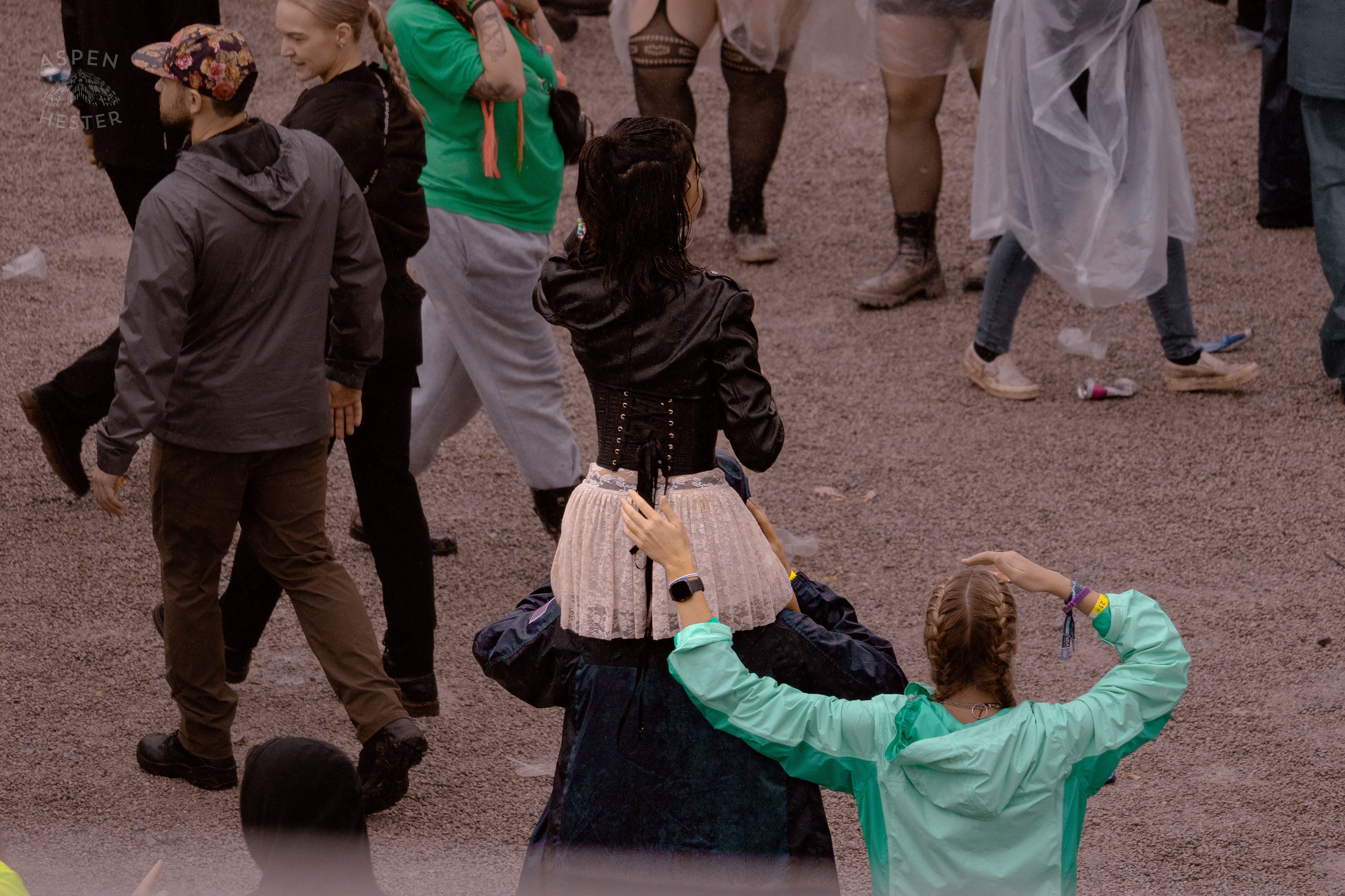 Rocker Getting a Better View During Saturday at Louder than Life. September 28th, 2024/Aspen Hester 