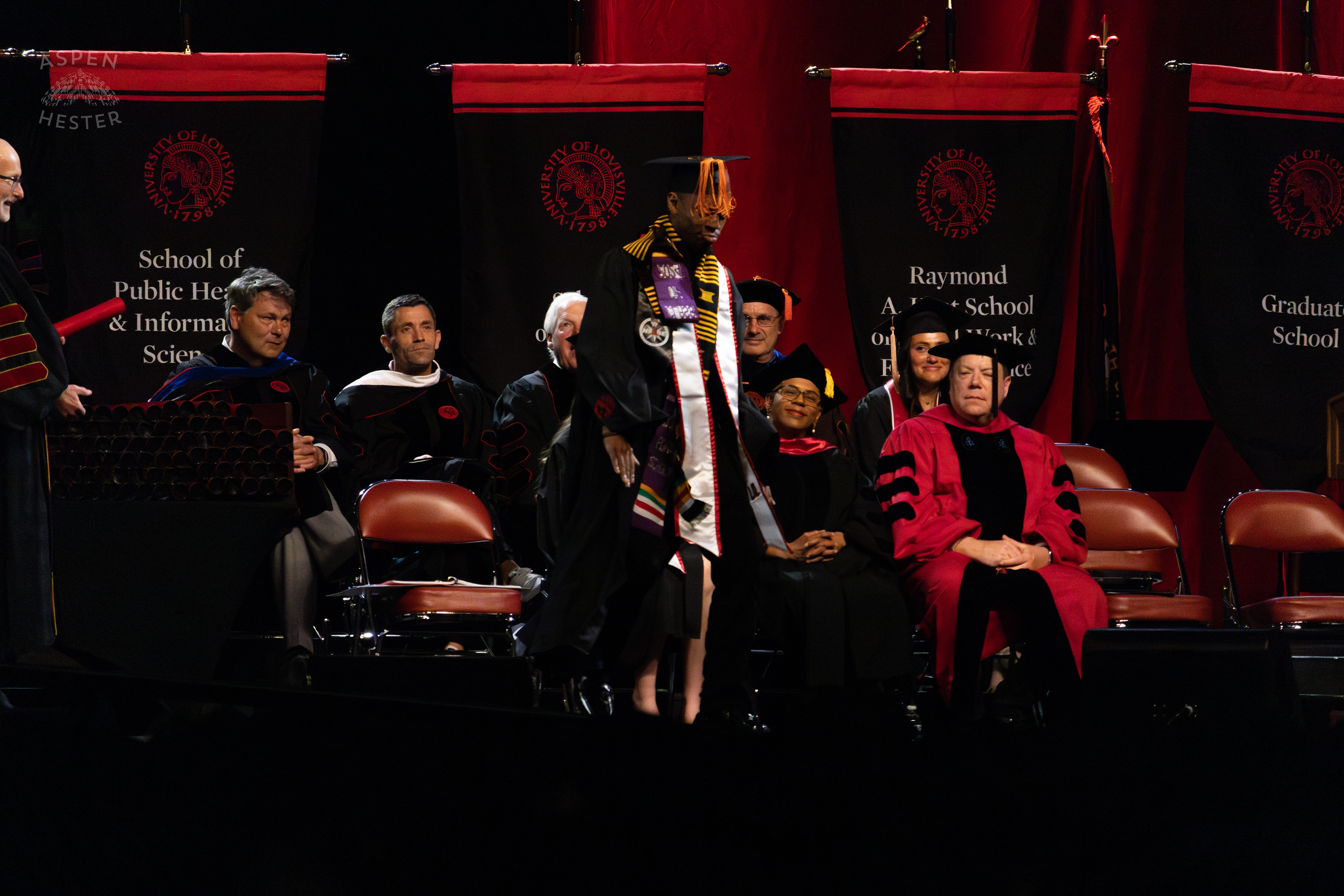 Student Celebrating at UofL's 2024 Spring Graduation. May 11th, 2024/Aspen Hester