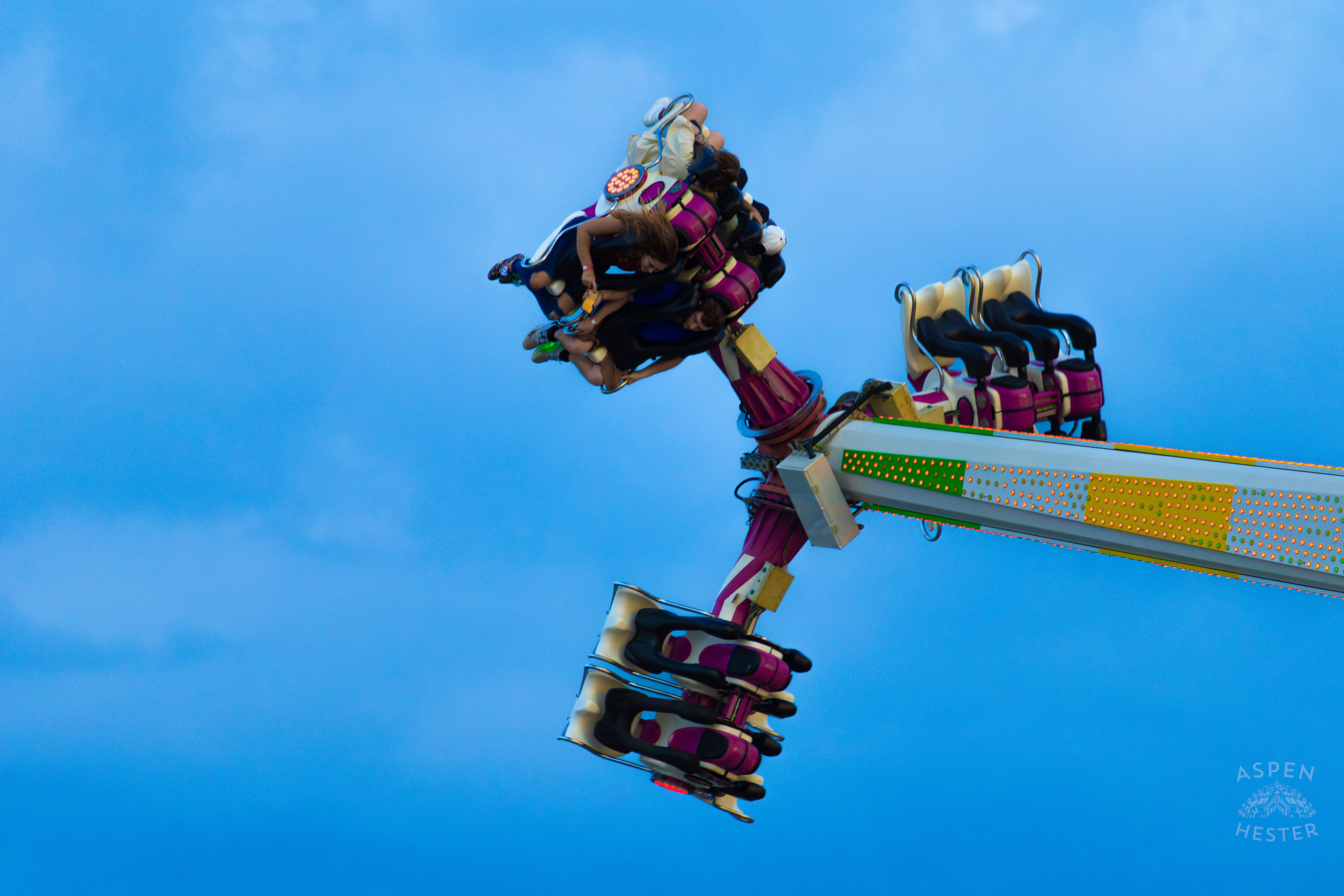Fair Goers Spinning Around The Sky in the Nemeses 360 at The 120th Kentucky State Fair. July 15th, 2024/Aspen Hester